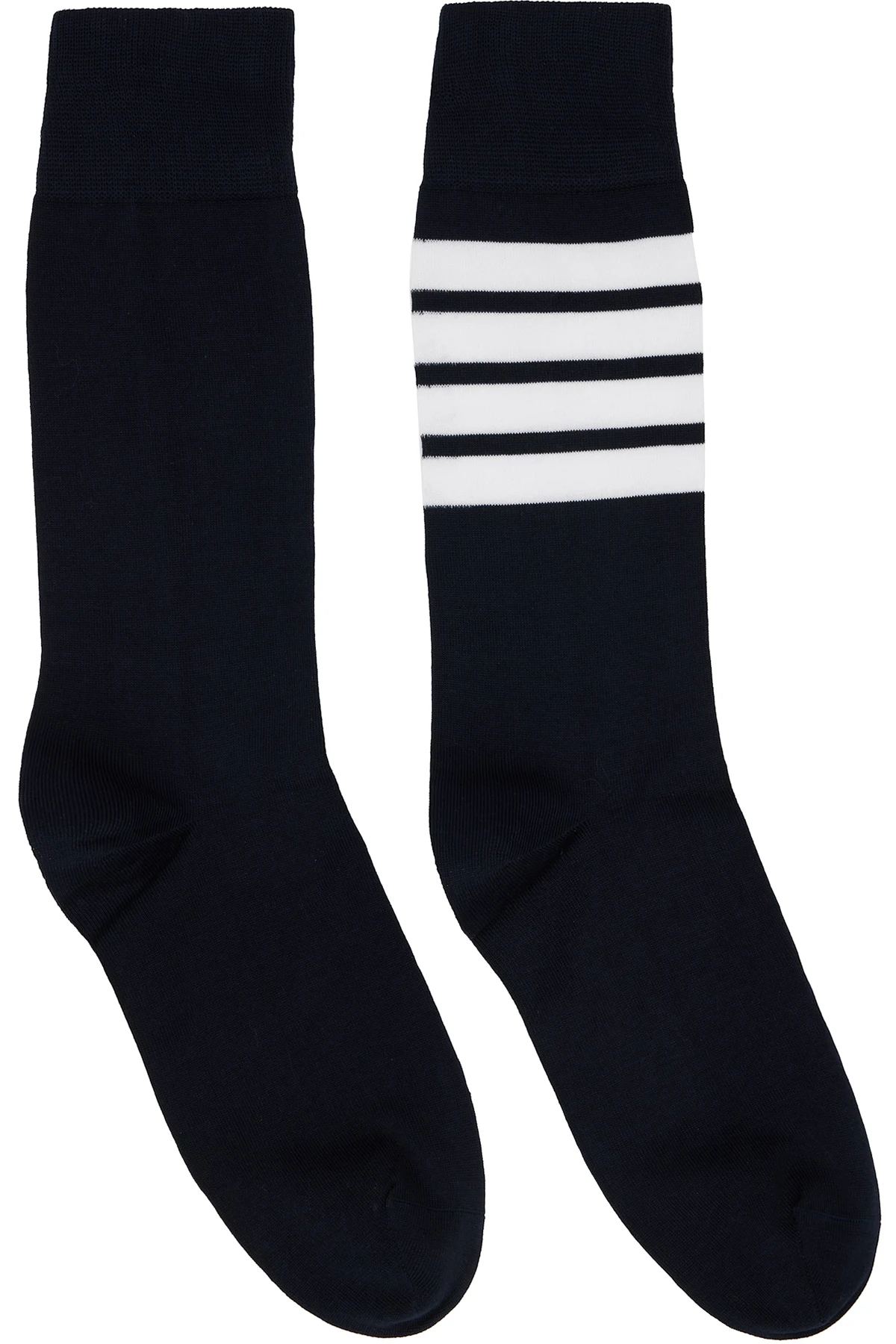 Navy Lightweight Cotton 4-Bar Mid Calf Socks