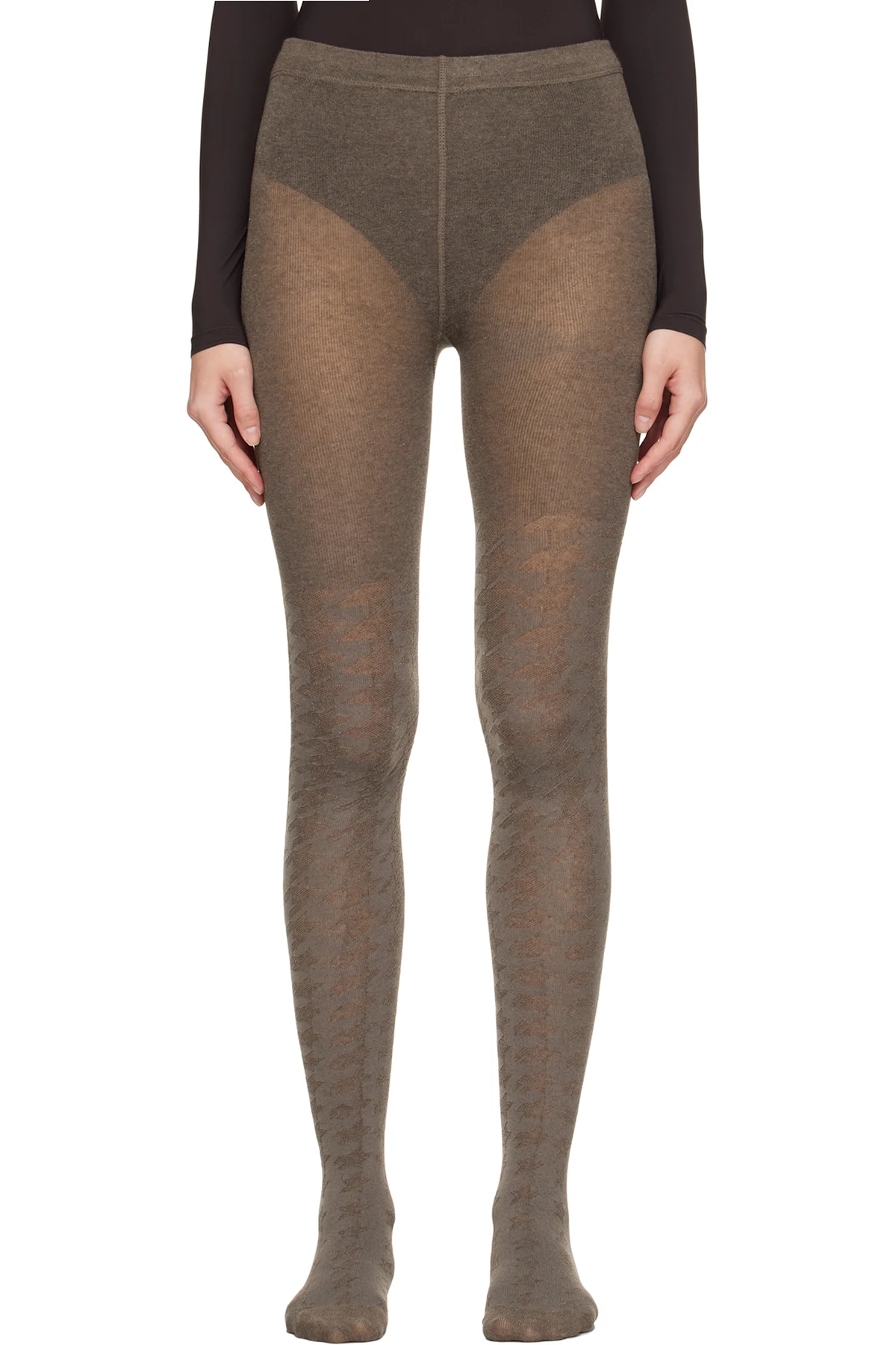 Gray Hound's Tooth Star Tights