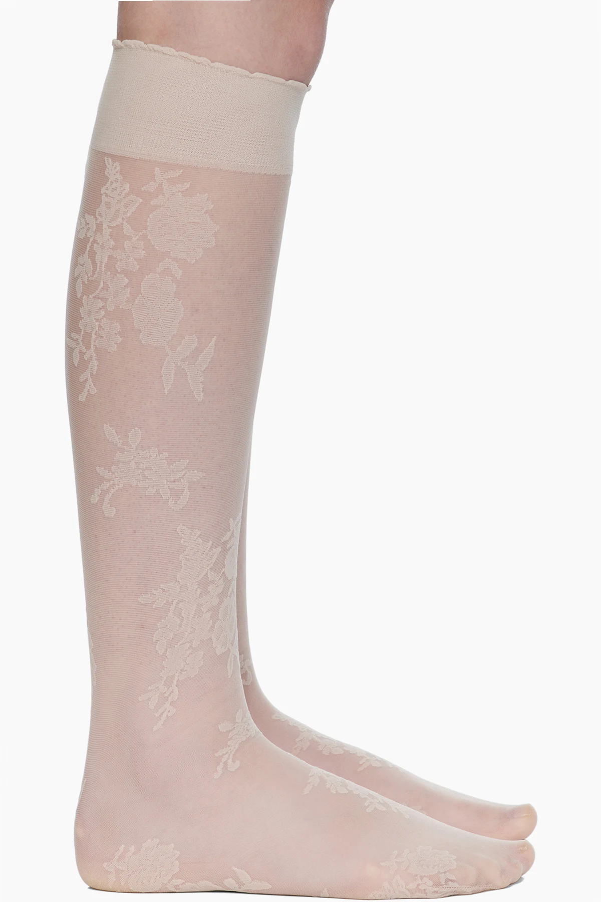 Beige Floral Socks