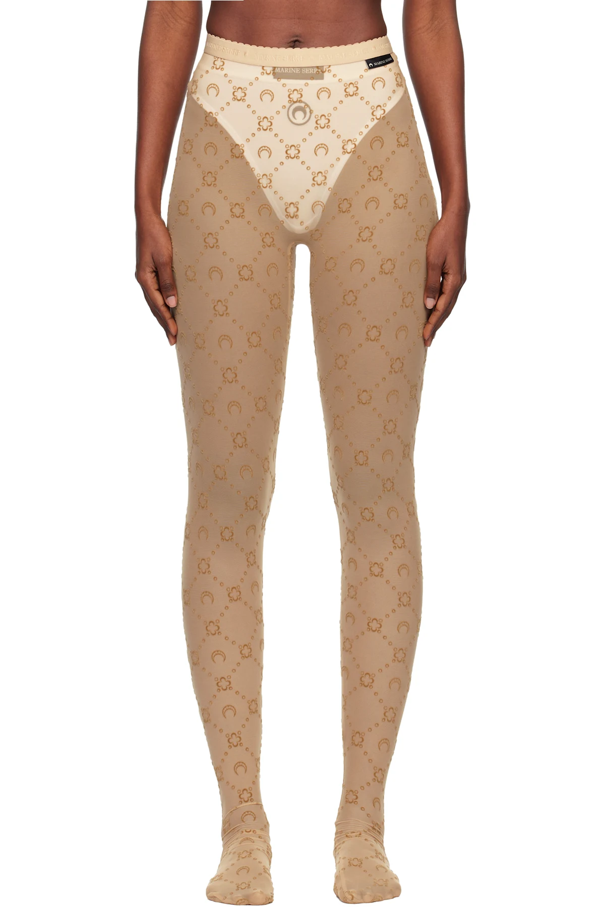 Tan Recycled Mesh Flock Tights