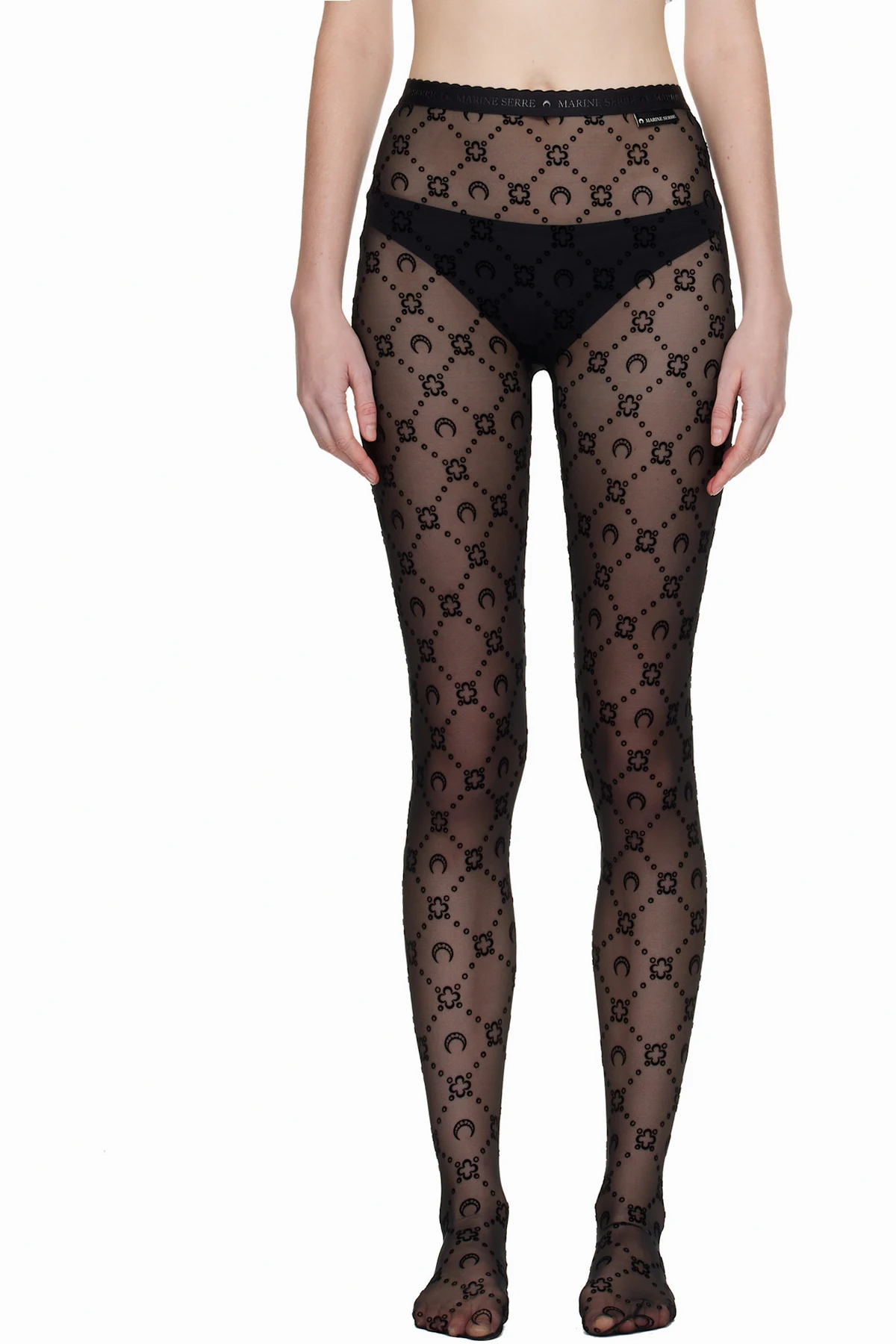 Black Recycled Mesh Flock Tights