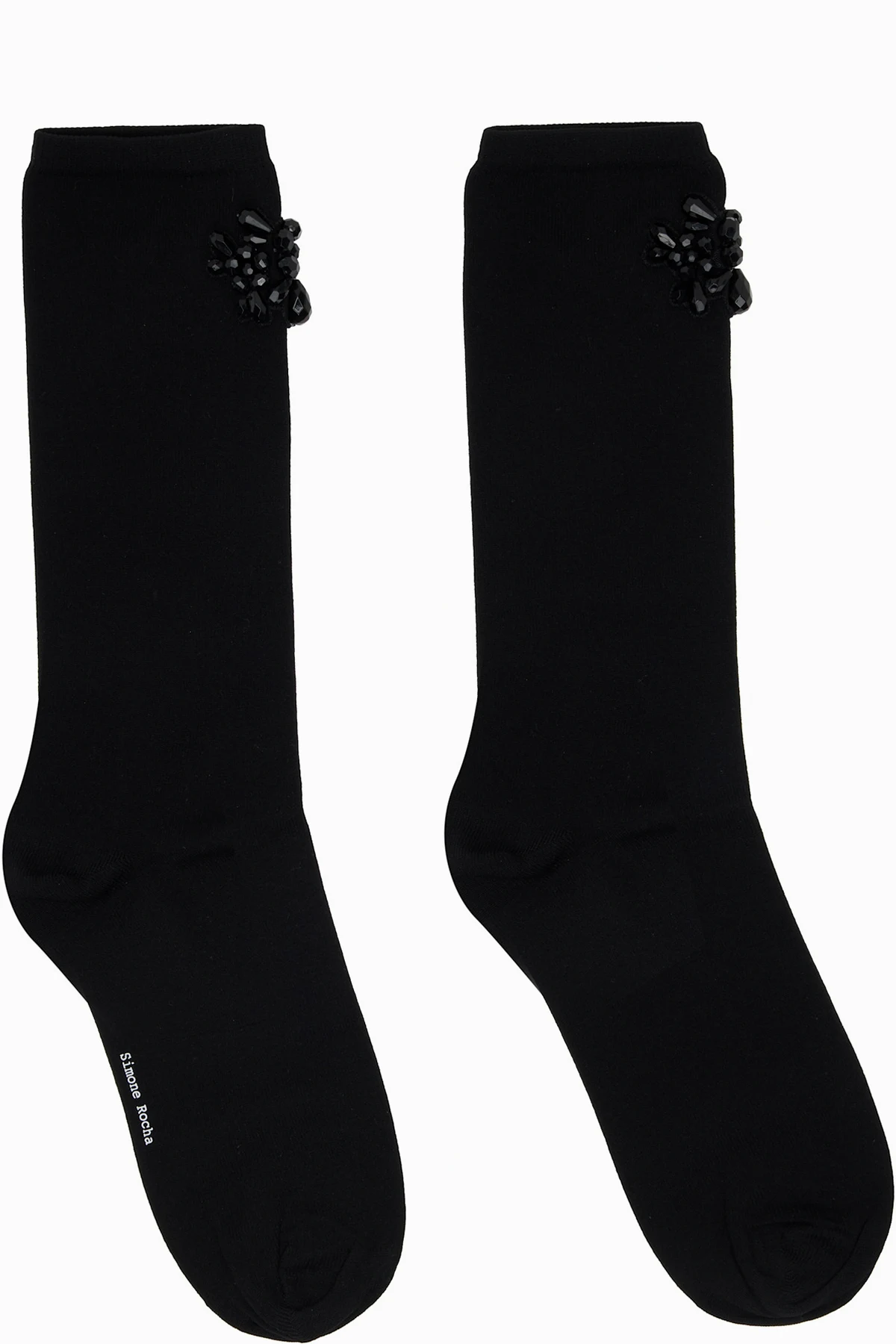 Black Beaded Flower Cluster Socks
