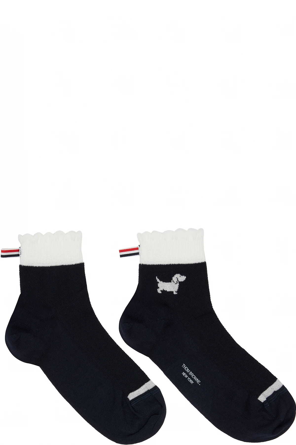 Black Pointelle Stitch Hector Crew Socks
