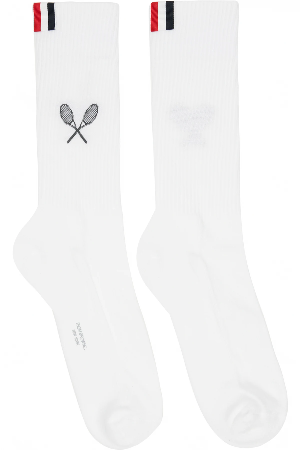 White Tennis Racquet Athletic Socks