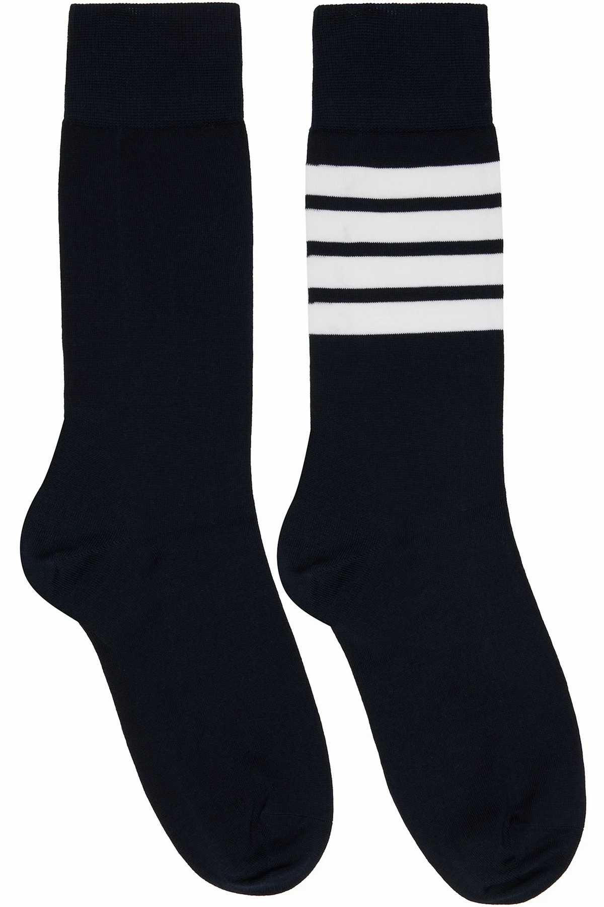 Navy Cotton 4-Bar Mid Calf Socks