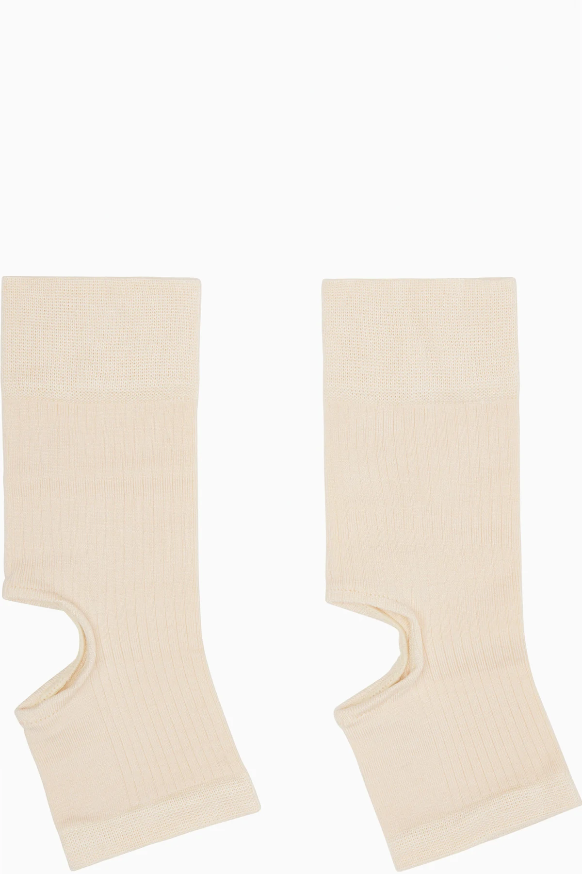 Beige Cut-Out Rib Gaiter Socks