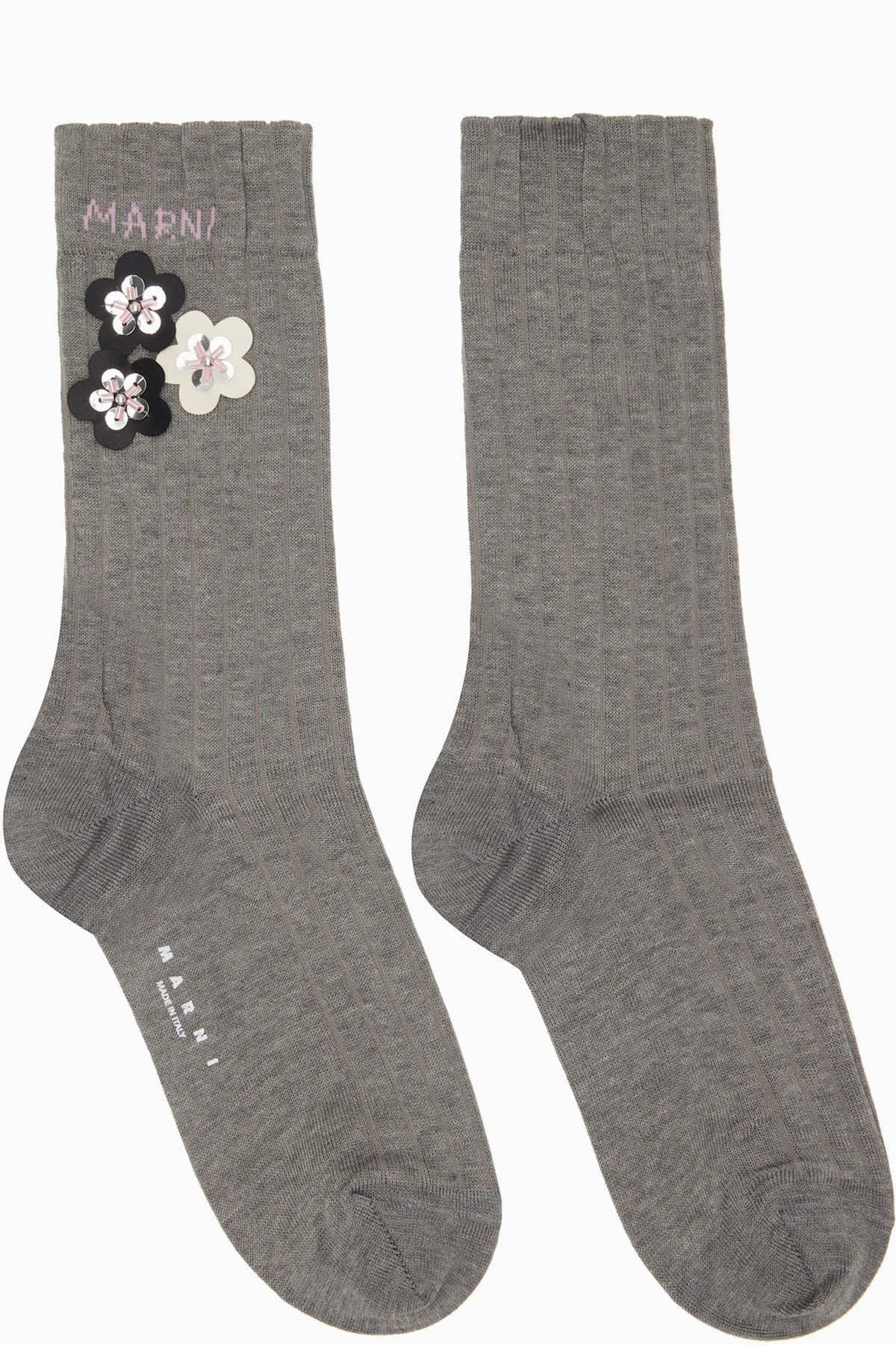 Gray Daisy Applique Socks