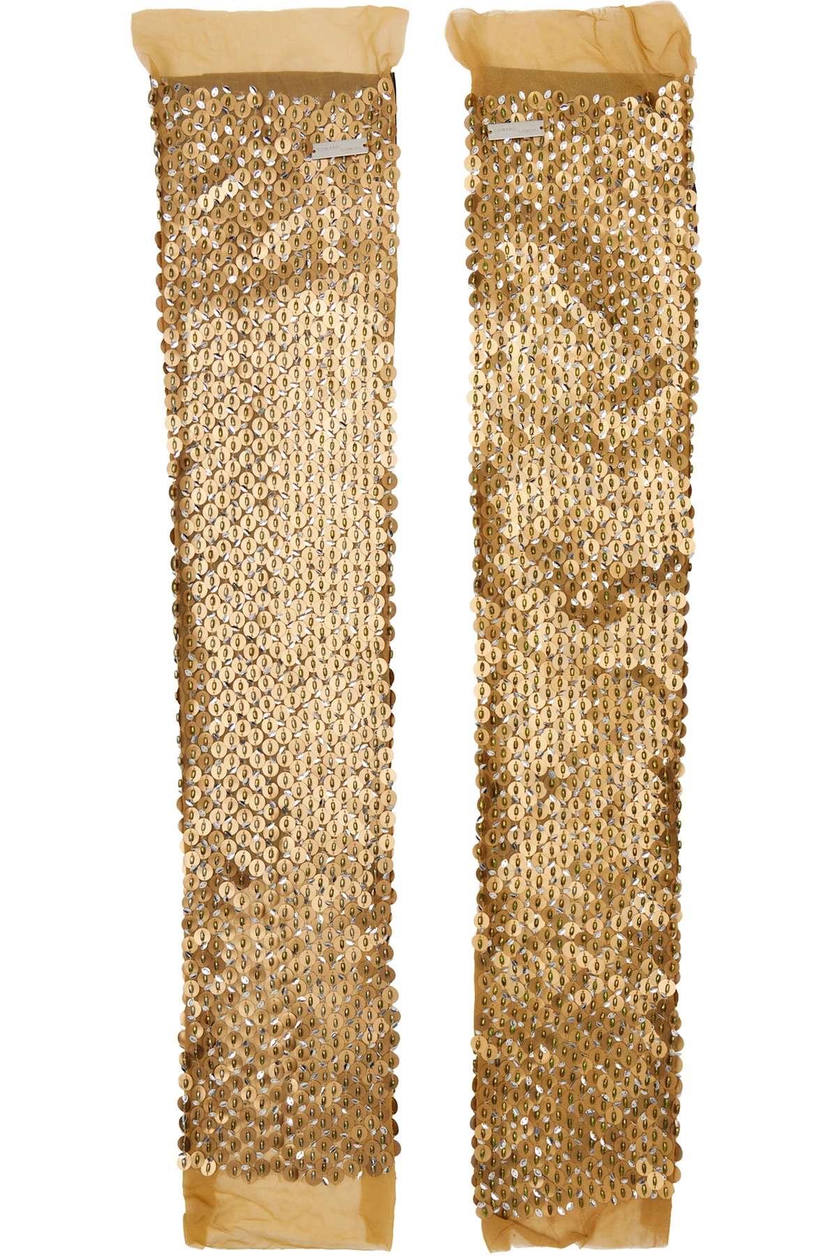 Brown Hand Embroidered Sequin Leg Warmers