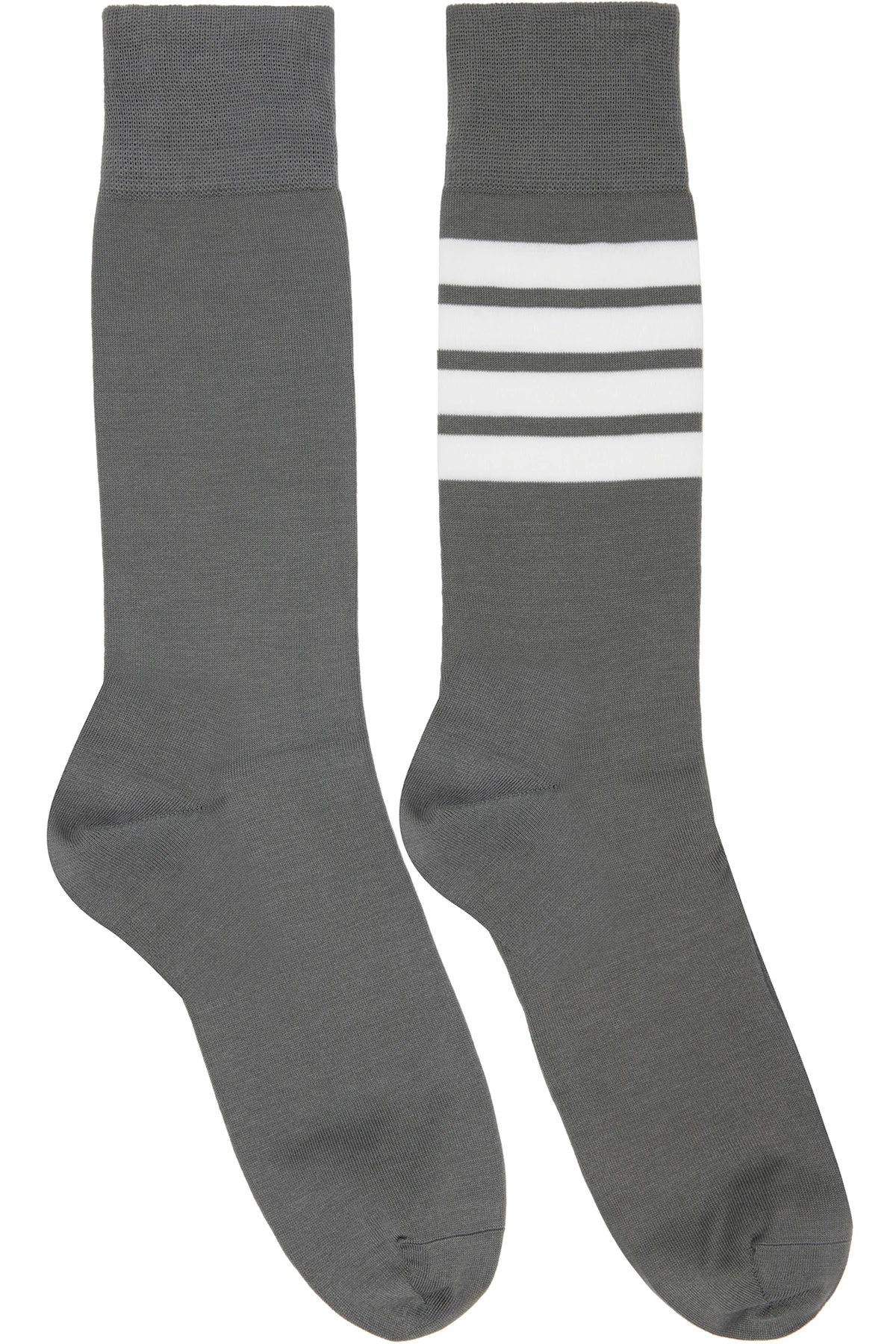 Gray Cotton 4-Bar Mid Calf Socks