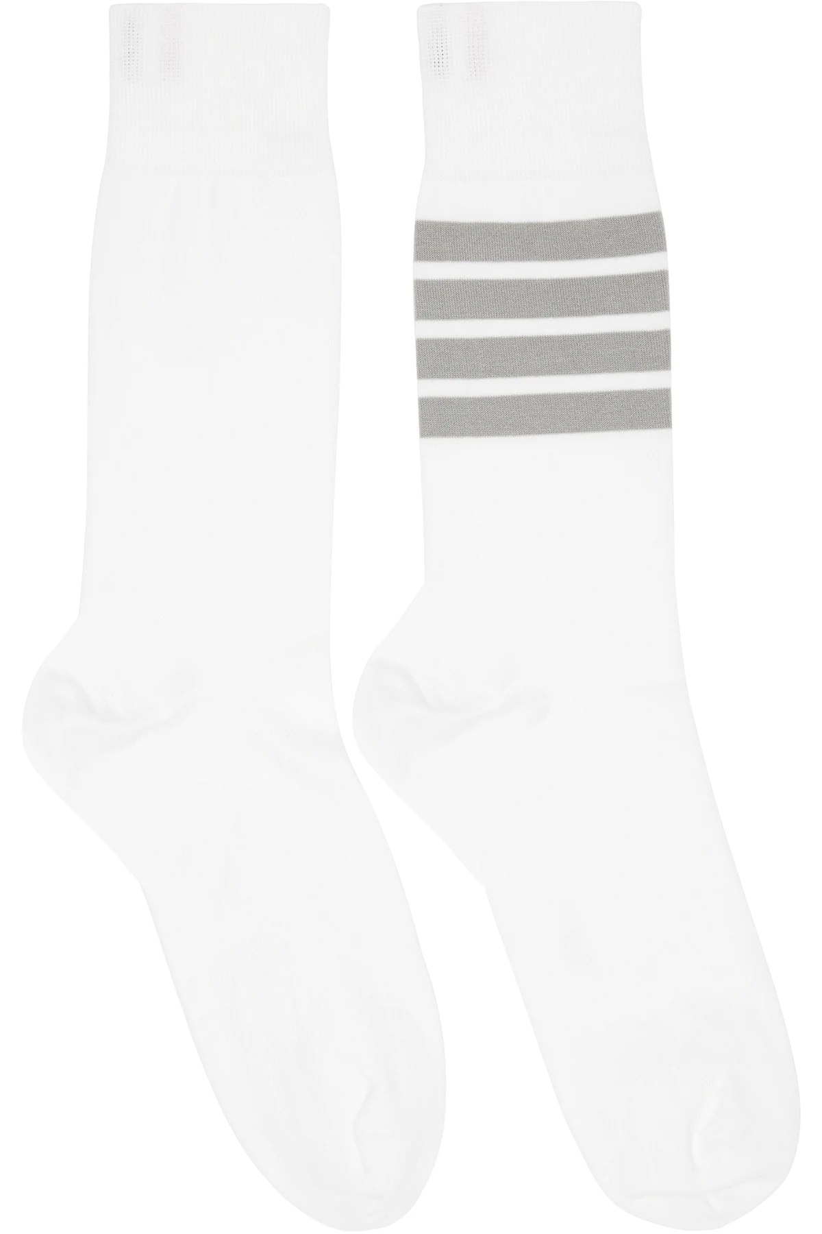White Lightweight Cotton 4-Bar Mid Calf Socks