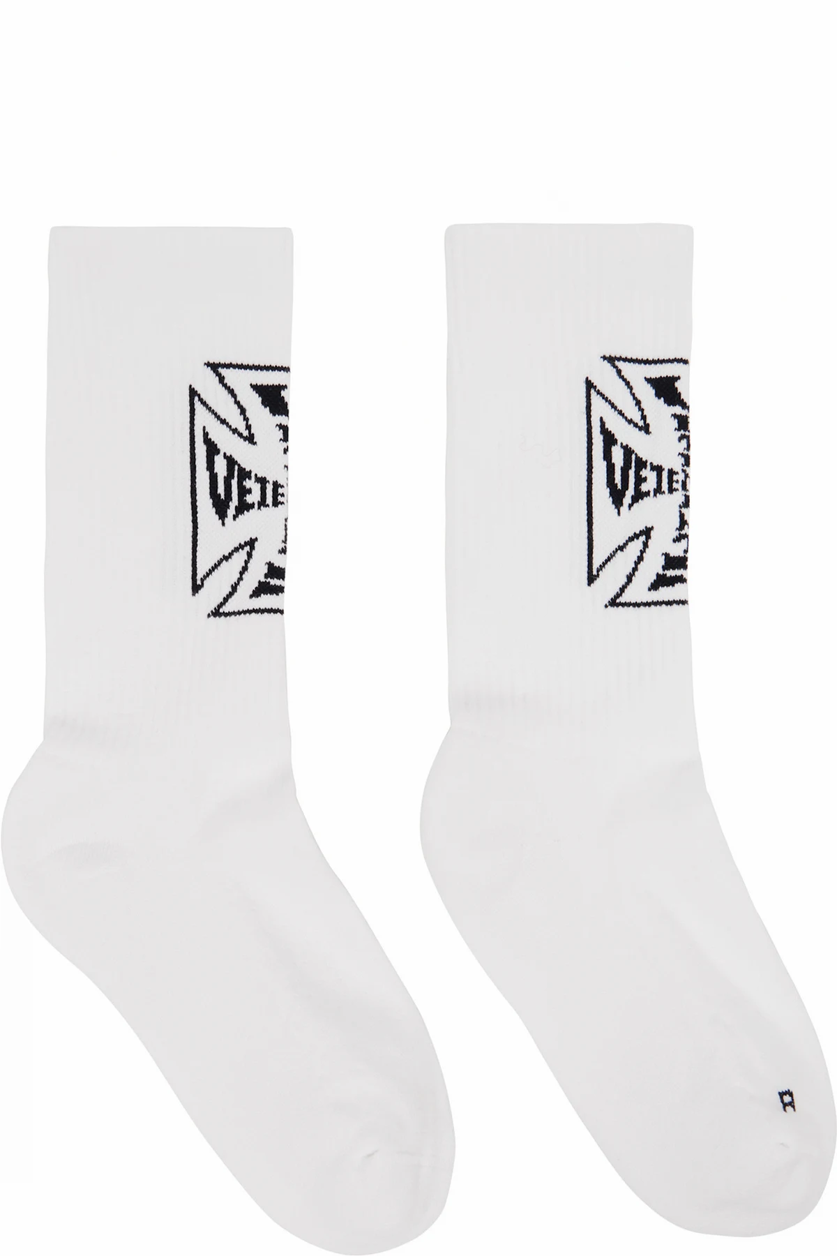 White Biker Cross Logo Socks