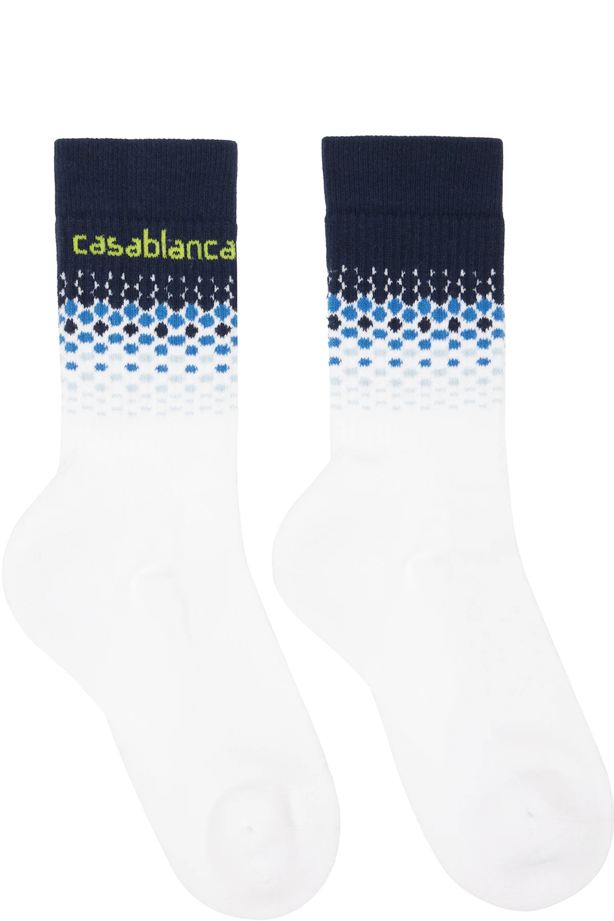 White & Blue Halftone Gradient Socks
