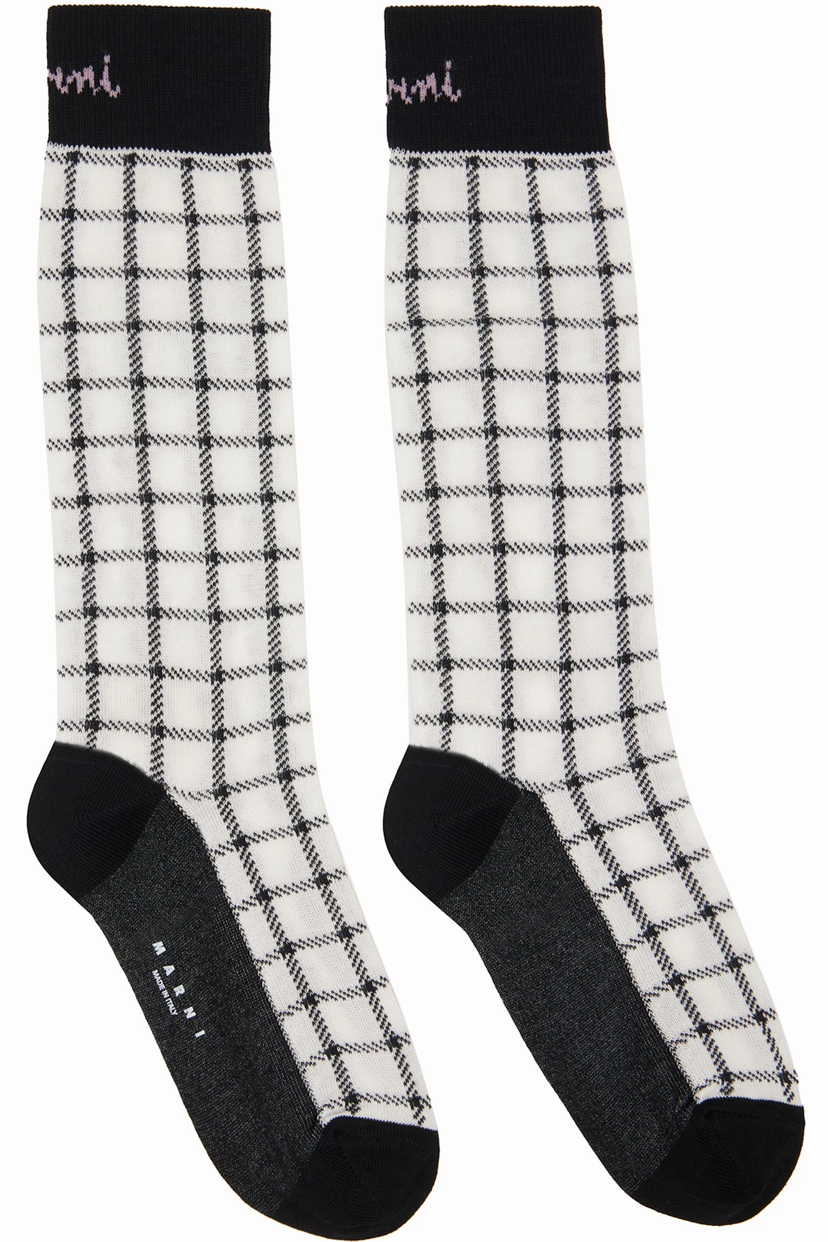 Black & White Jacquard Check Socks