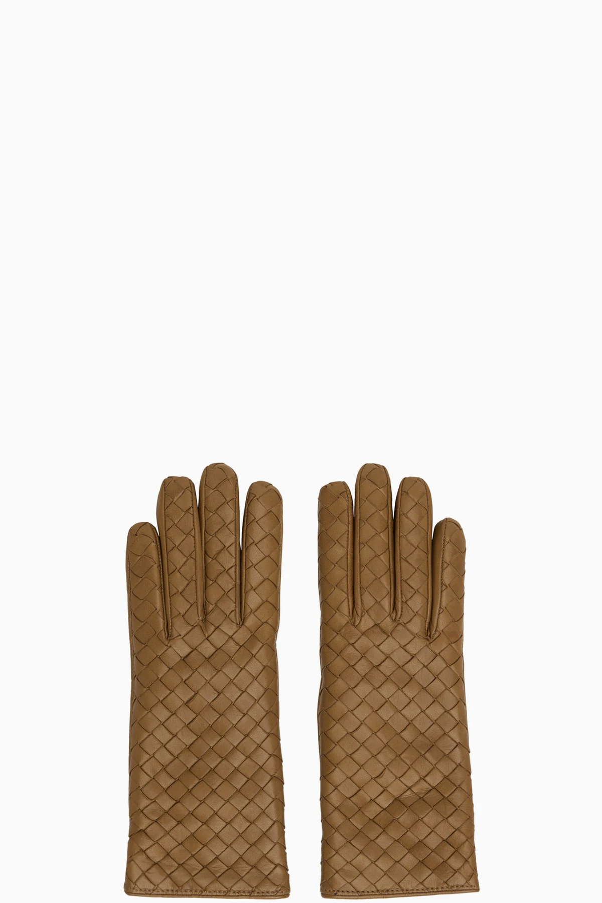 Tan Intrecciato Leather Gloves