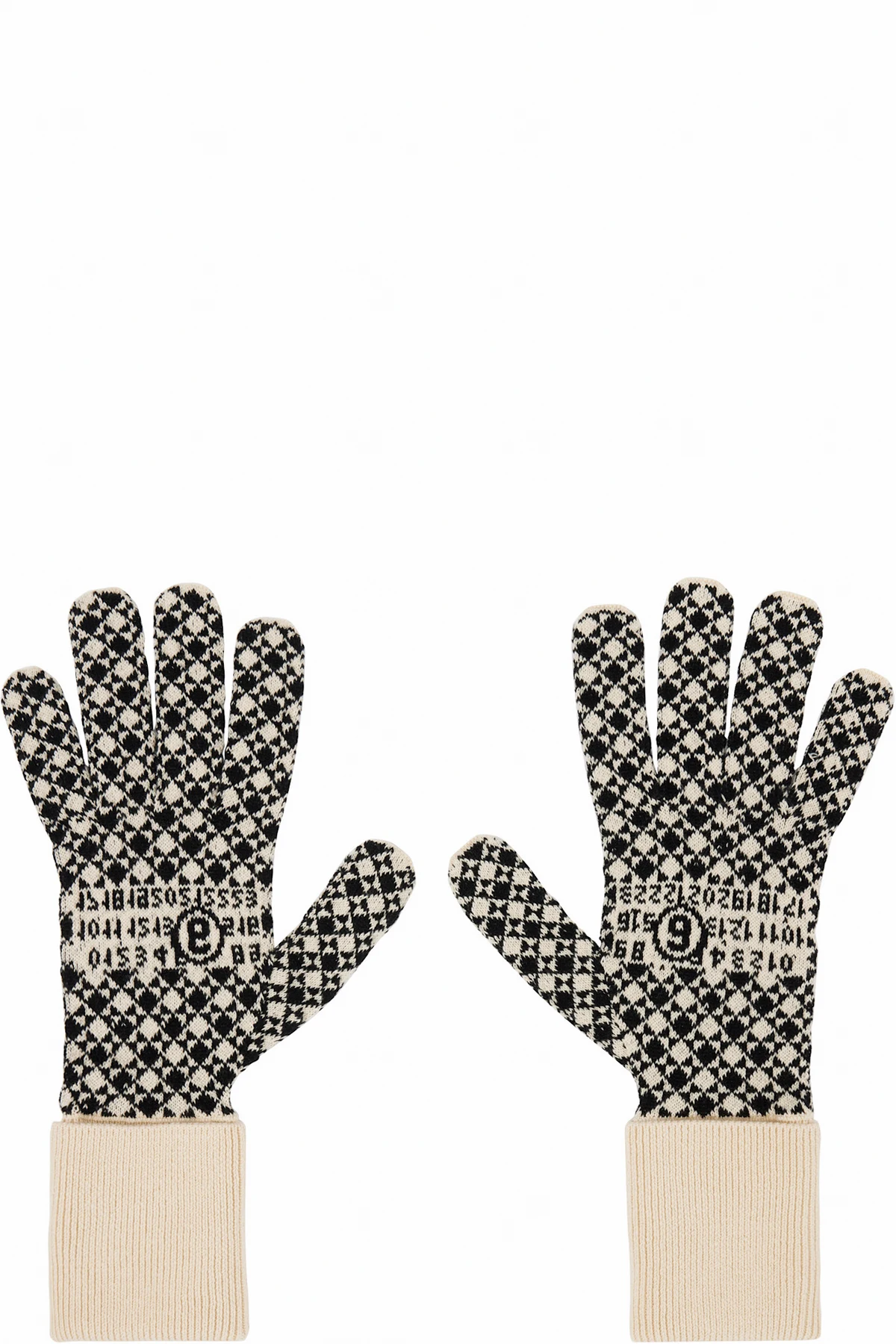 Beige & Black Cotton Gloves