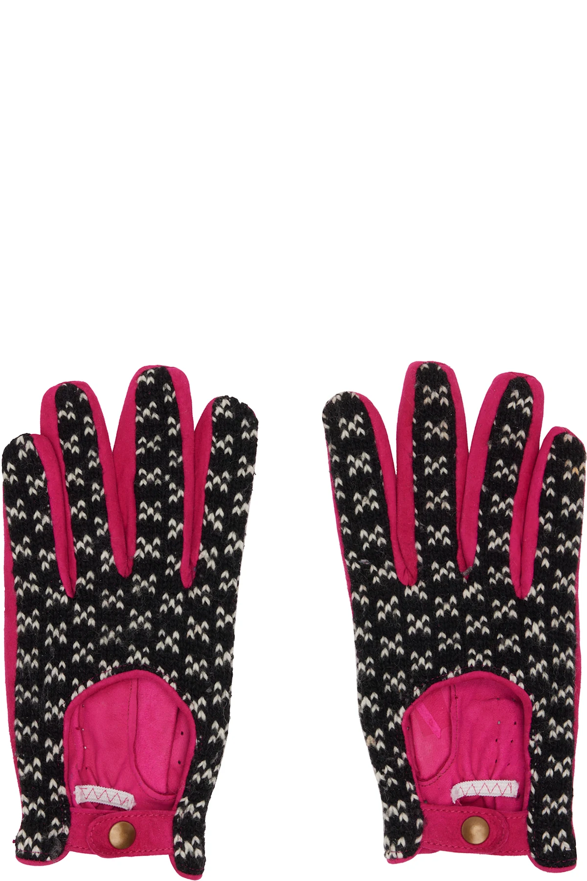 Pink & Black Leather Gloves