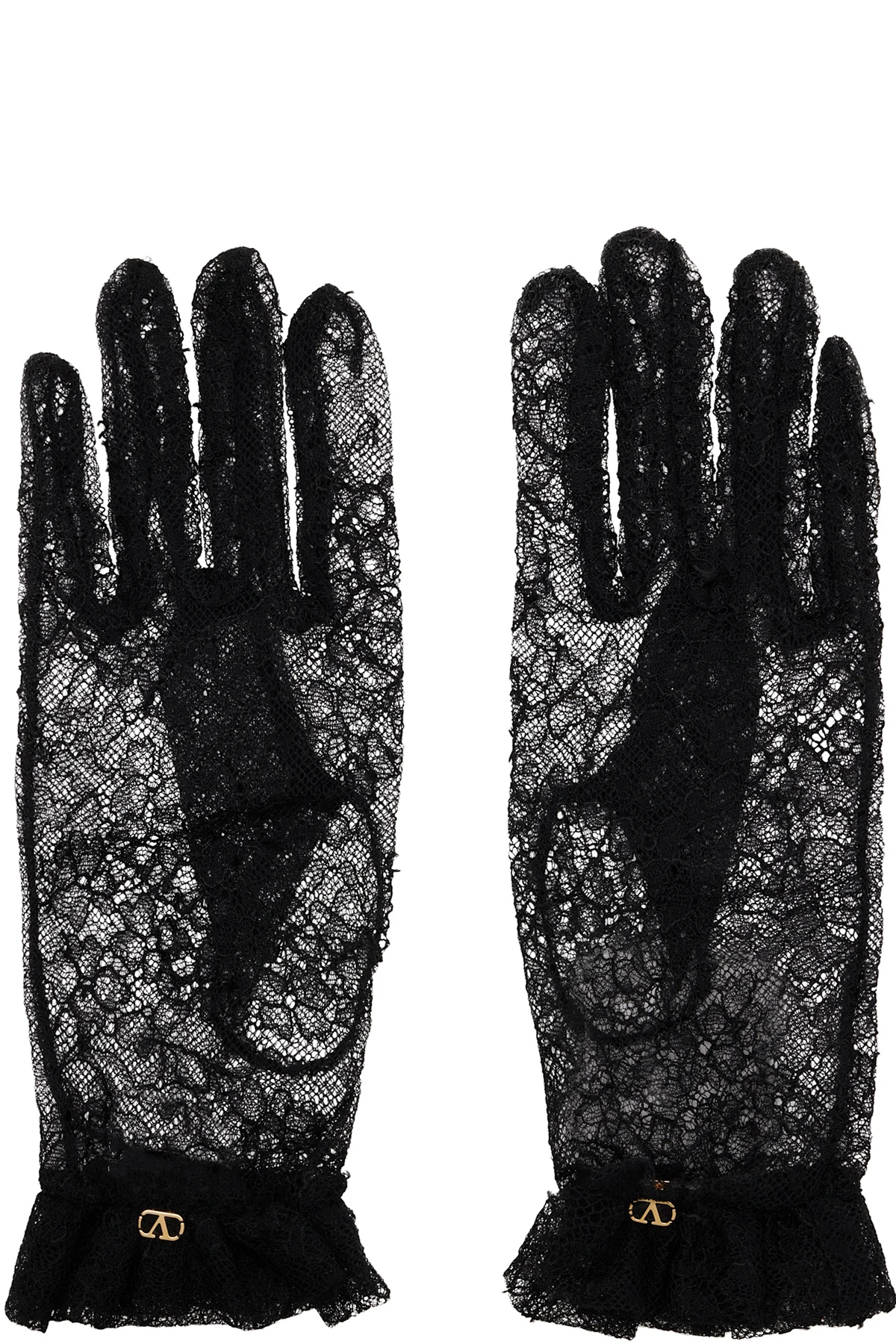 Black VLogo Signature Lace Gloves