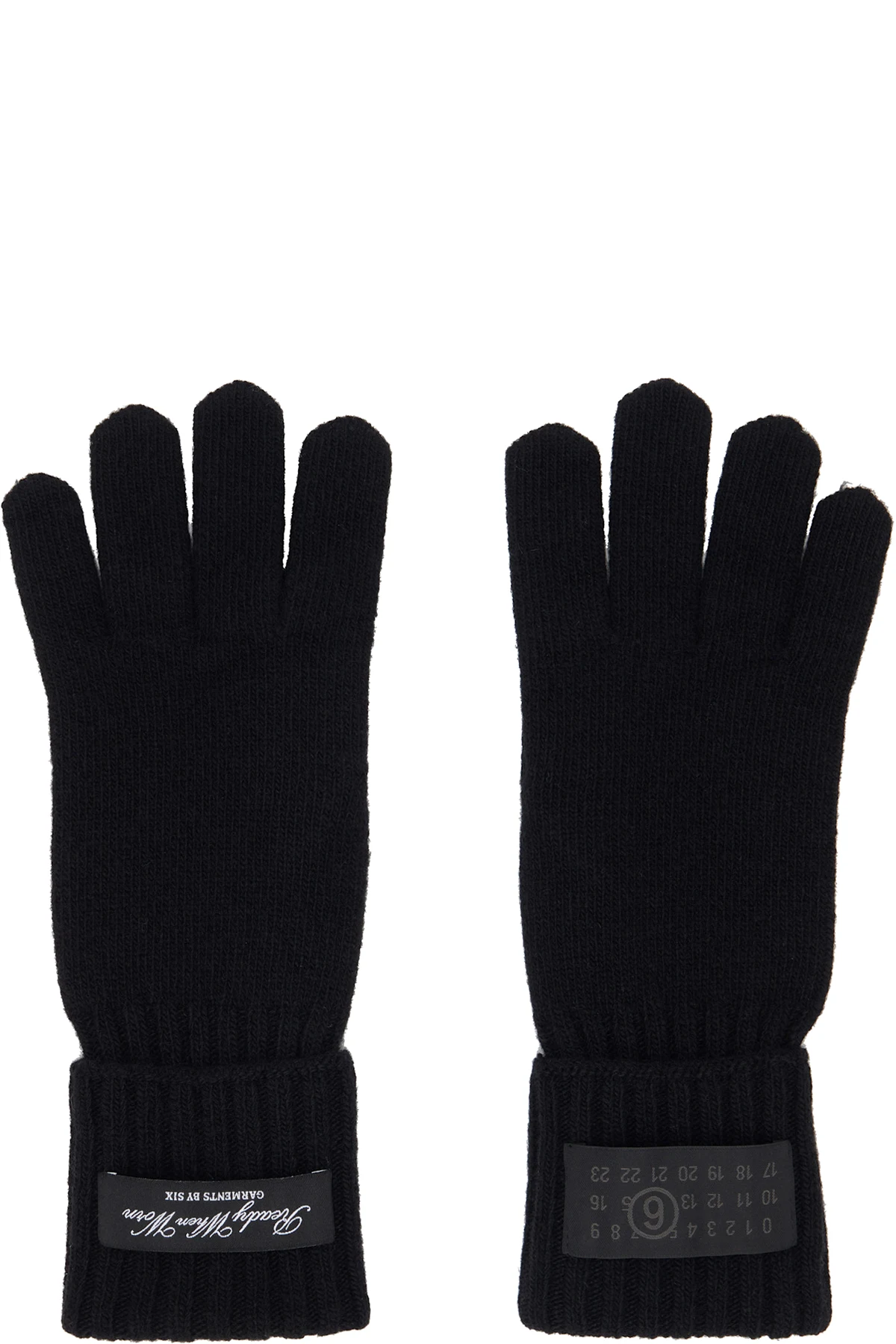 Black Wool-Blend Knit Gloves