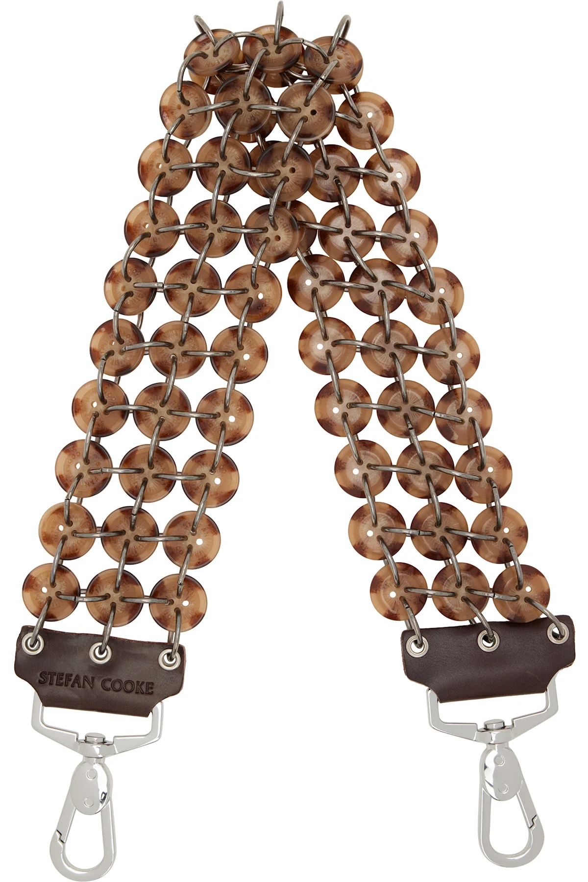 Brown Short Button Bag Strap