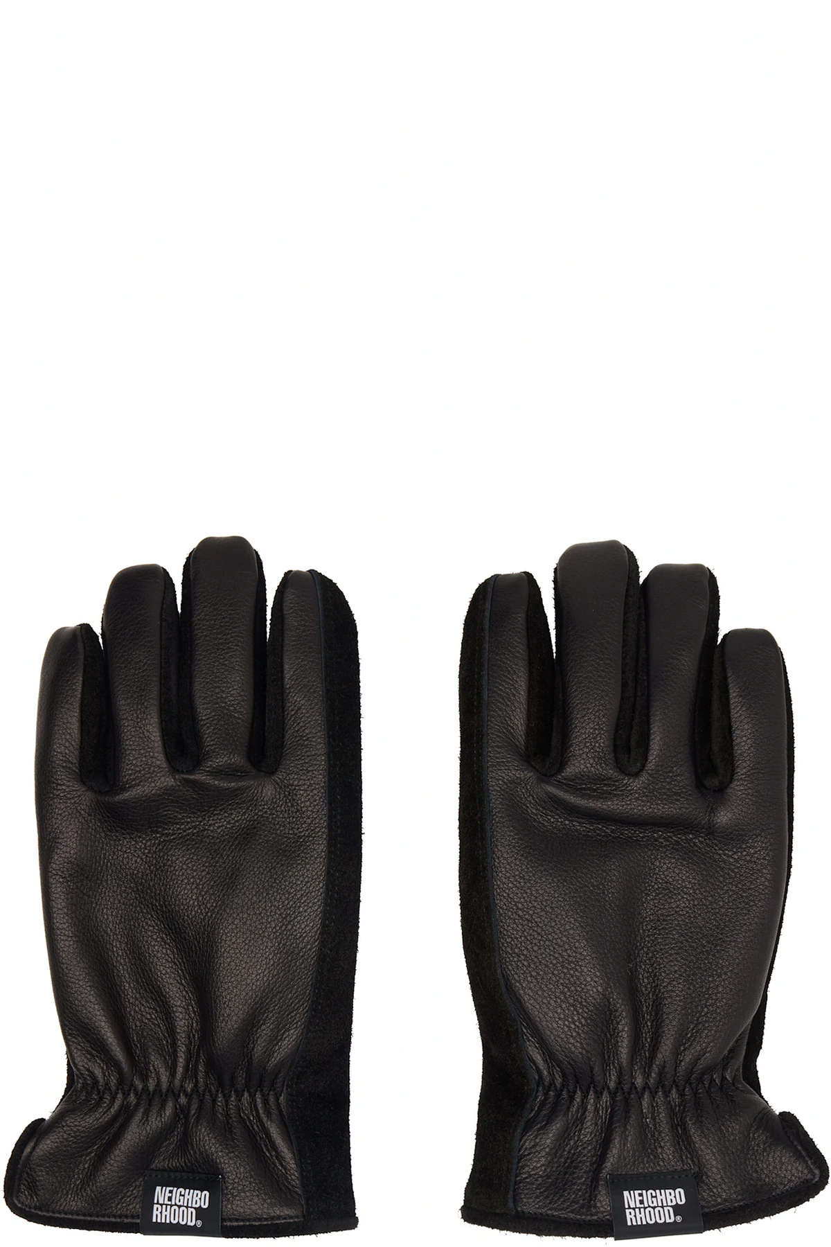 Black Leather Boa Gloves