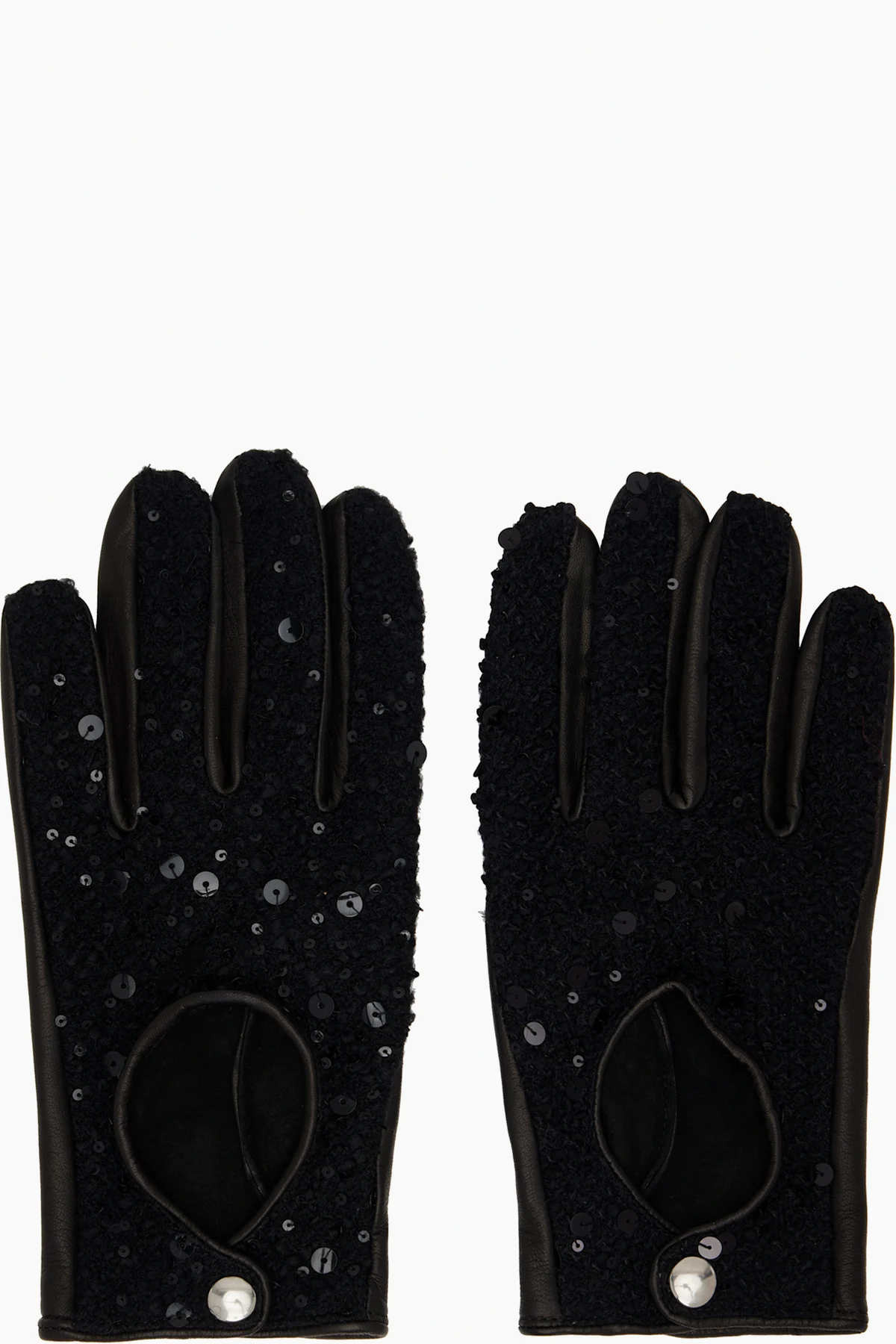 Black Sequin Driving Gloves