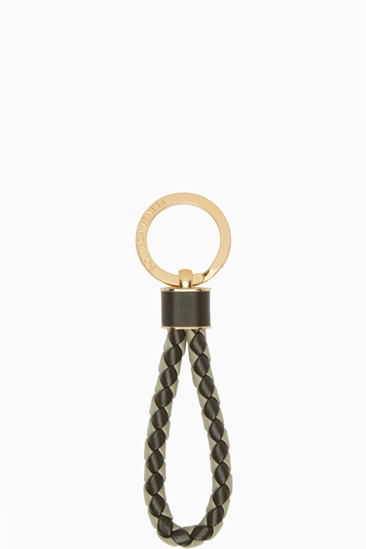 Khaki & Green Intreccio Keychain