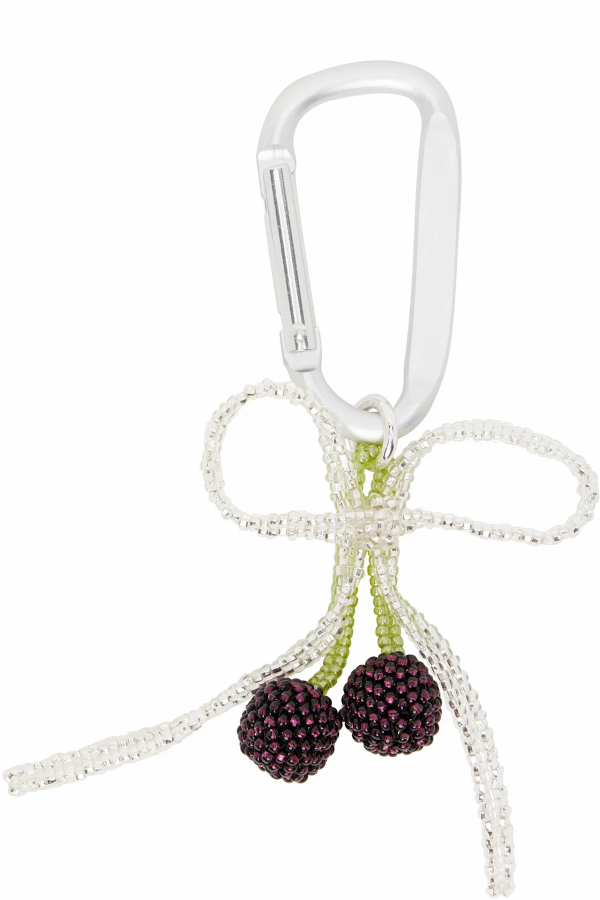 Silver Dark Cherry Bow Carabiner Keychain