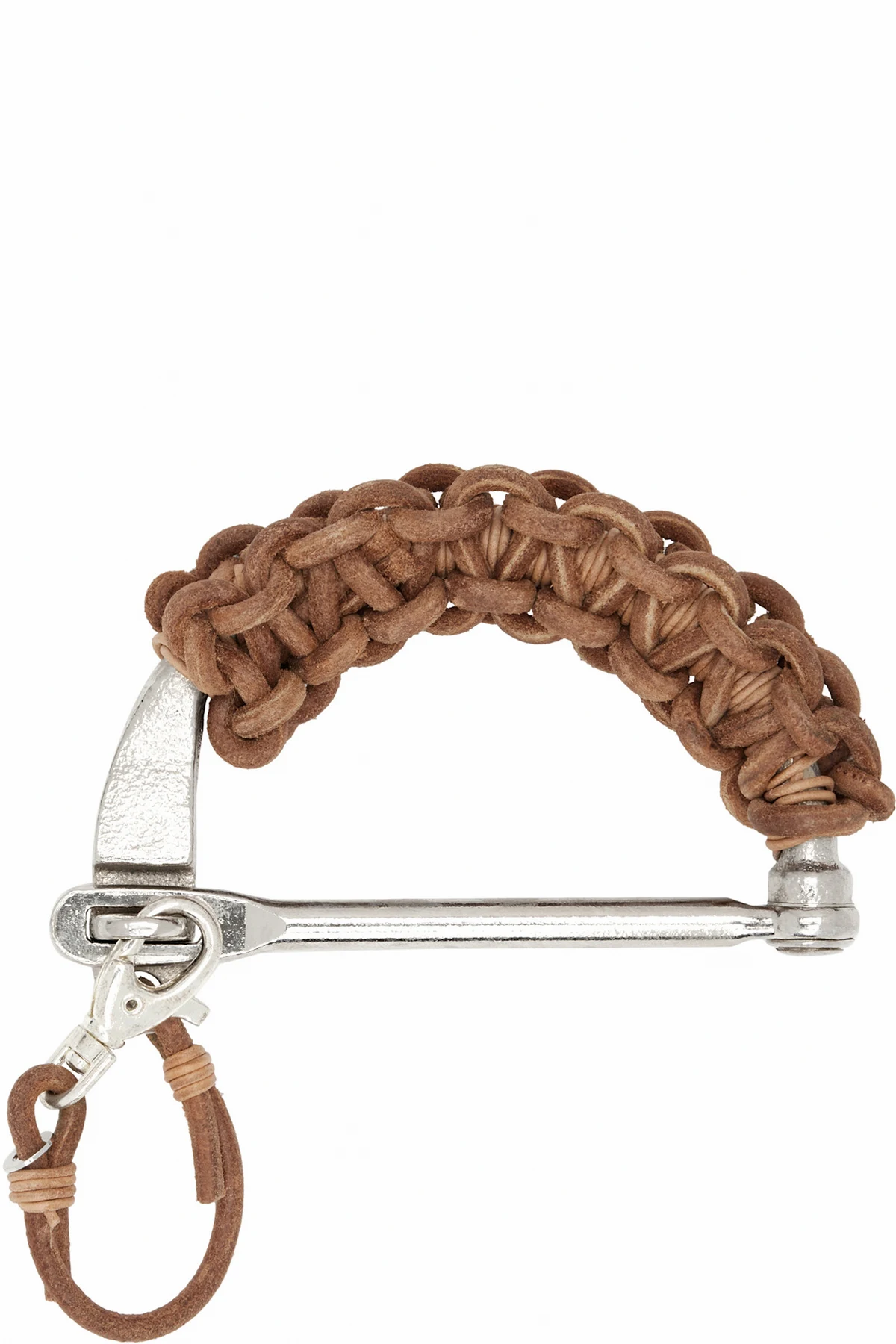 Brown & Silver Nº43 Leather Handle Keychain