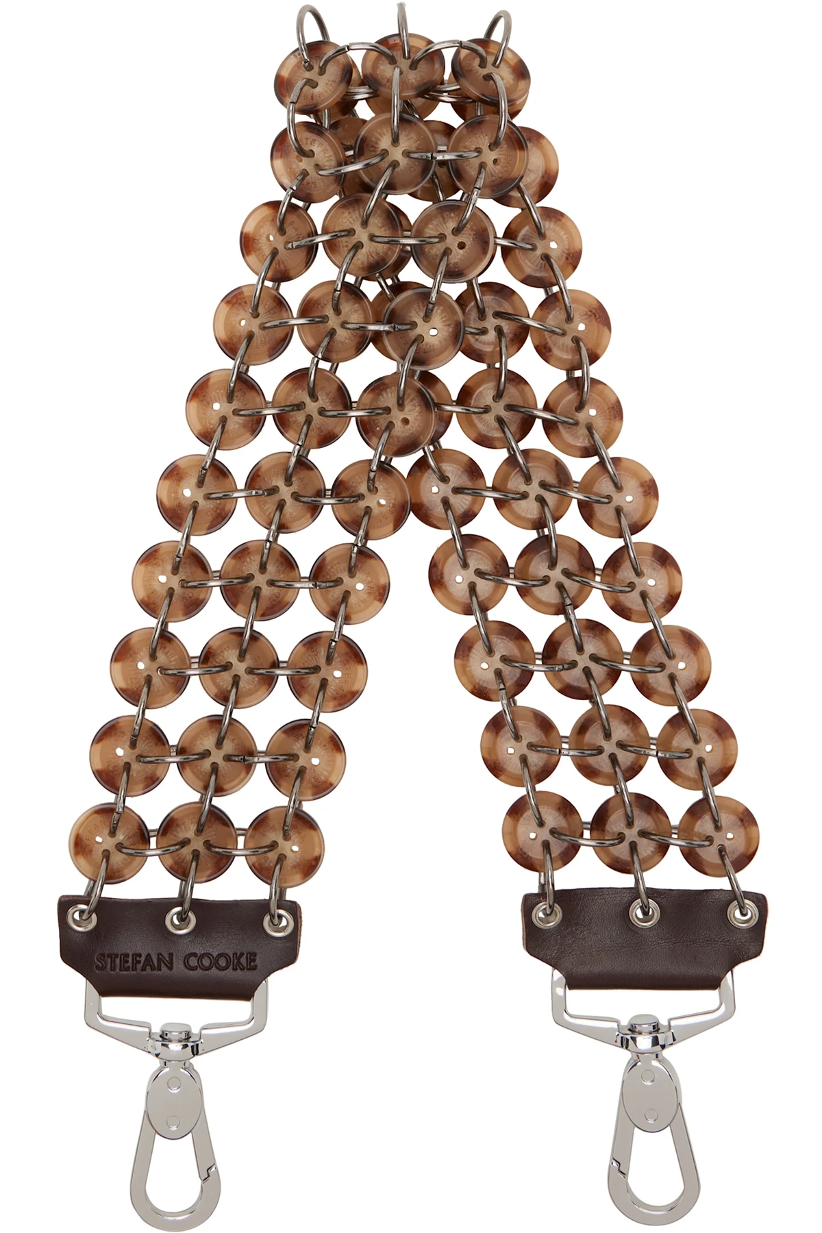 Brown Short Button Bag Strap