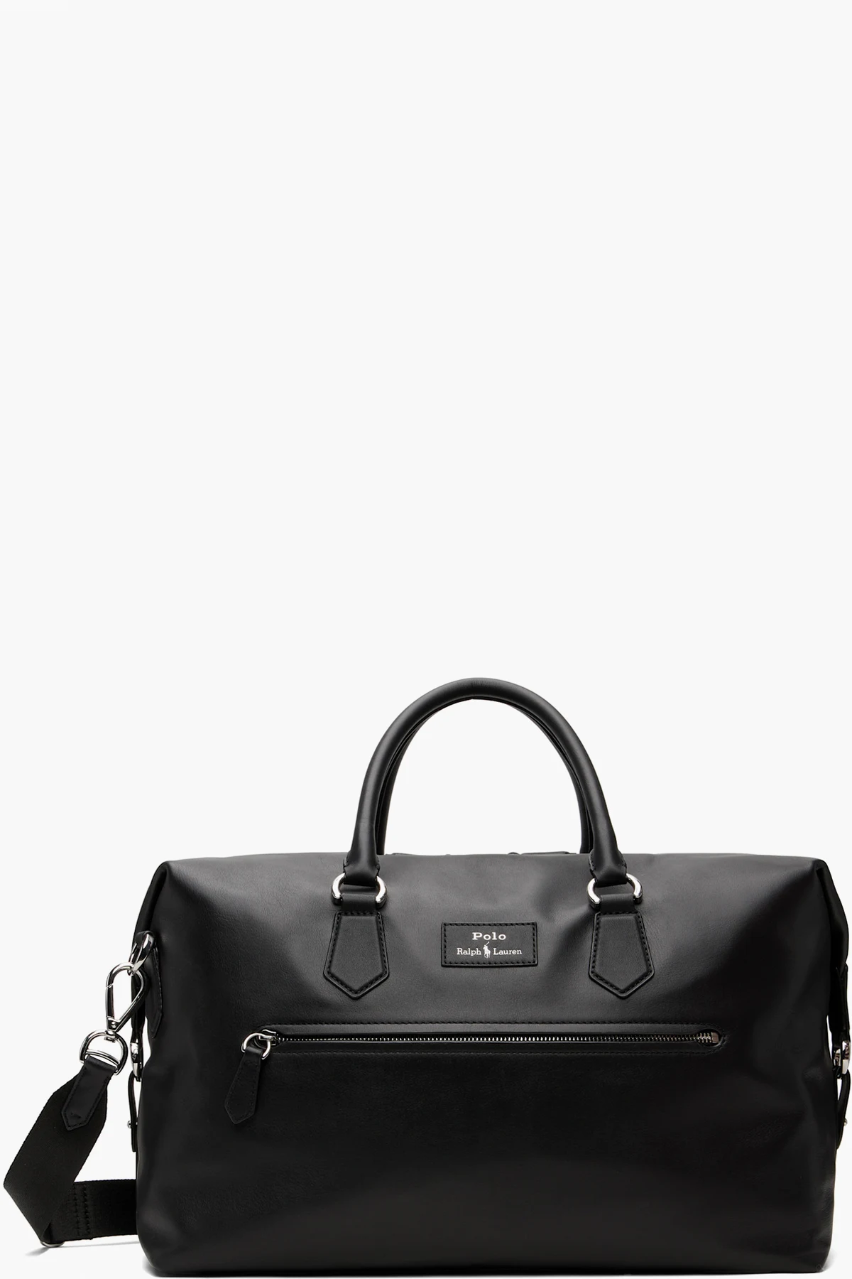 Black Smooth Leather Duffle Bag