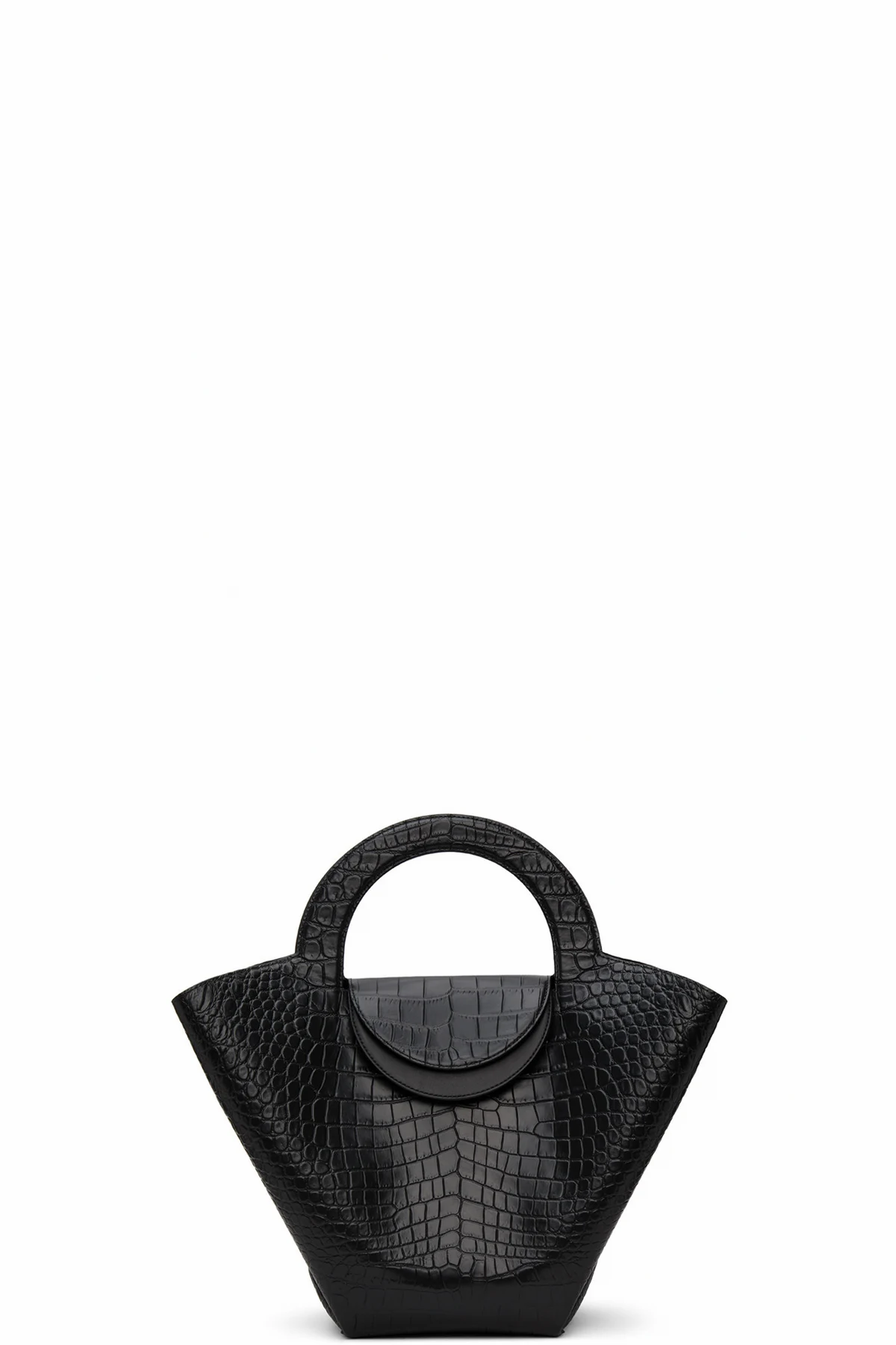 Black Croc Top Handle Tote