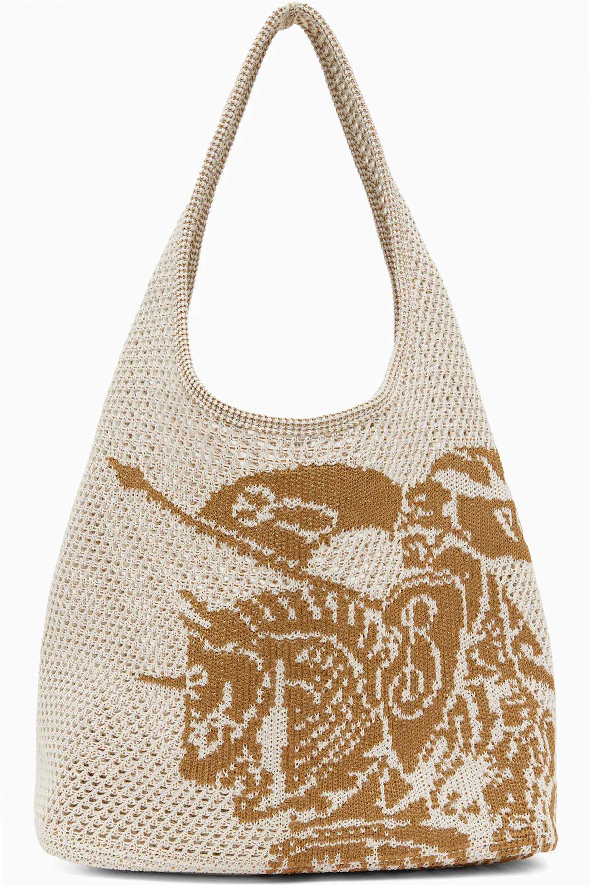 White & Tan Large EKD Crochet Tote