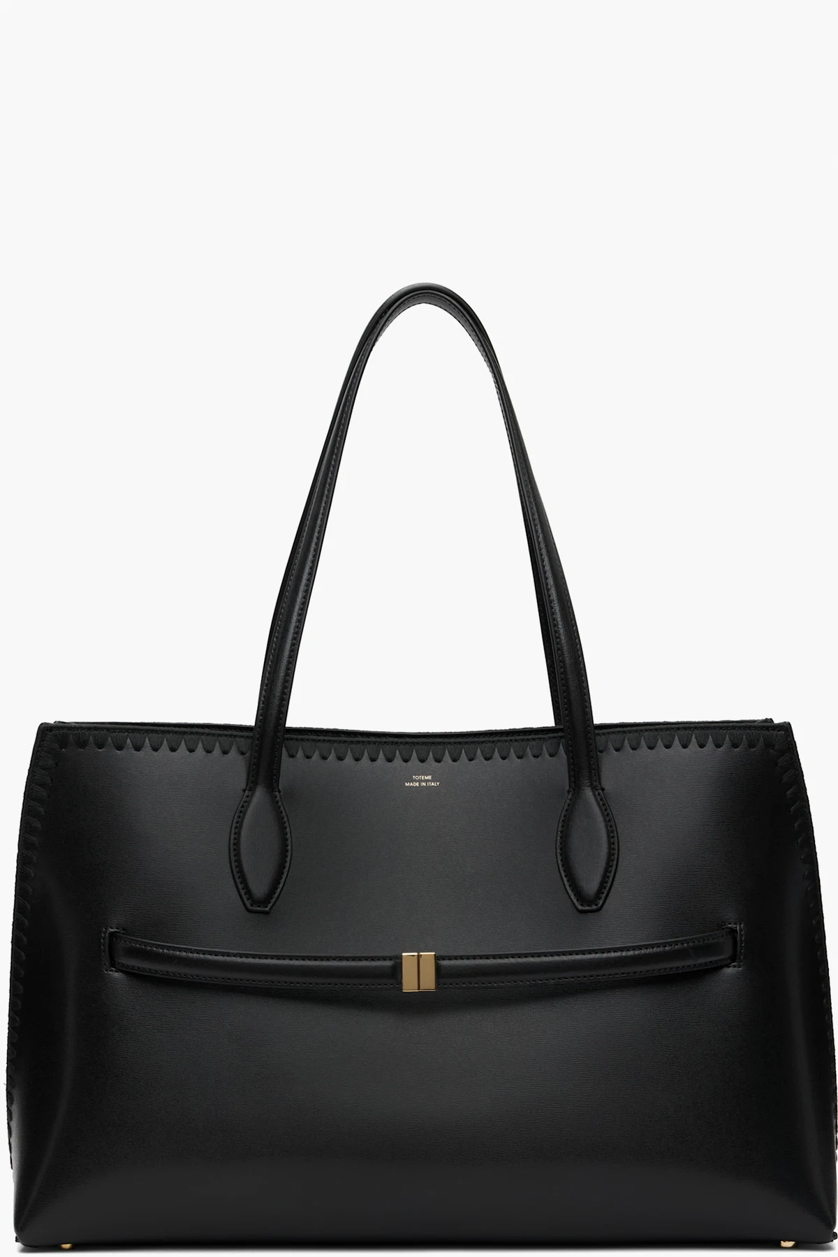 Black Embroidered Leather Lounge Tote