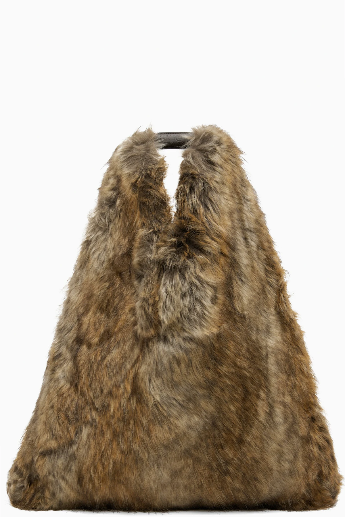 Brown Satin & Faux-Fur Tote