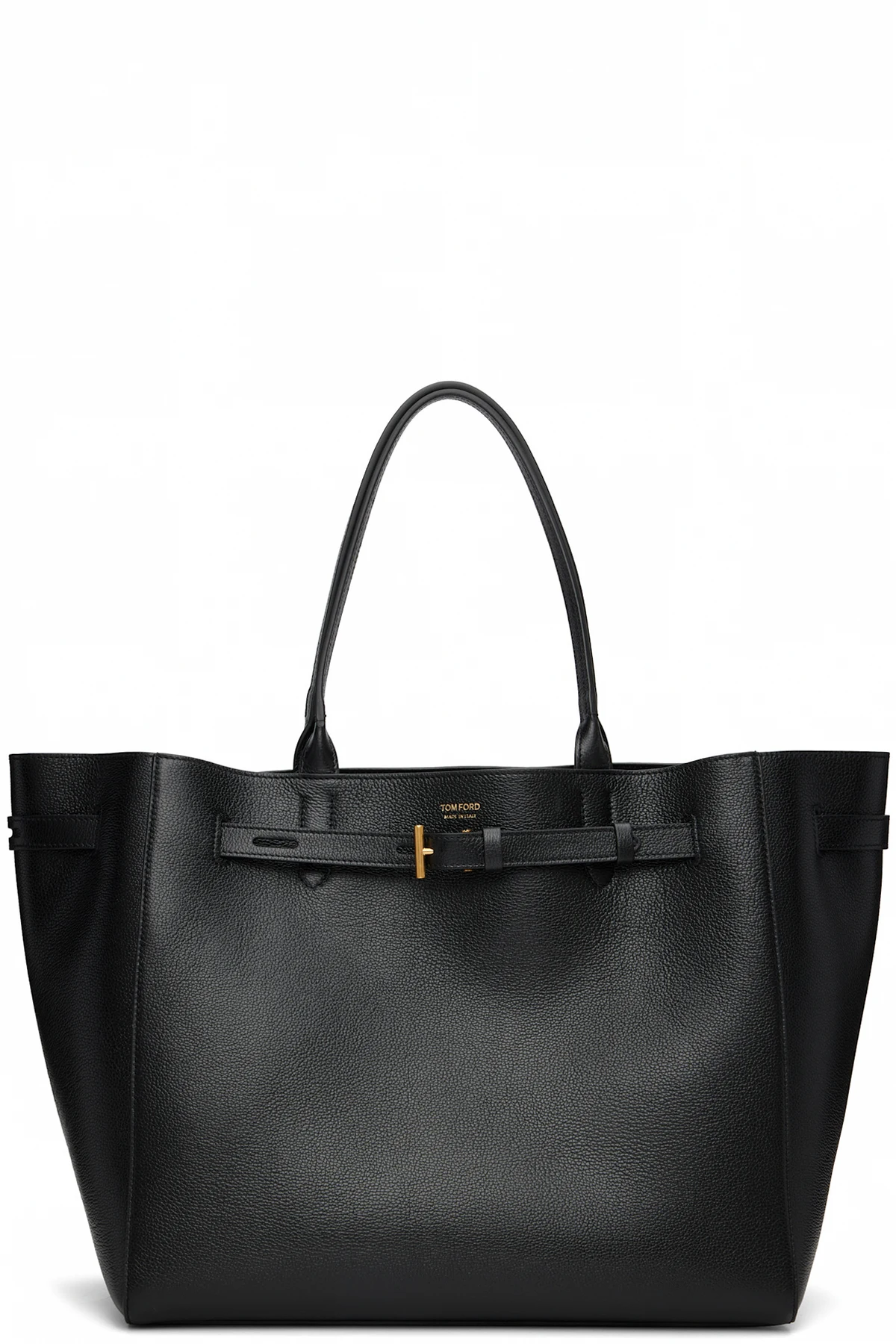 Black Grain Leather Large Tote