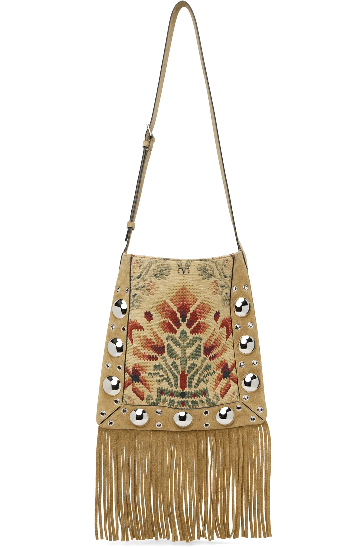 Tan Nellcôte Jacquard Floral Bag