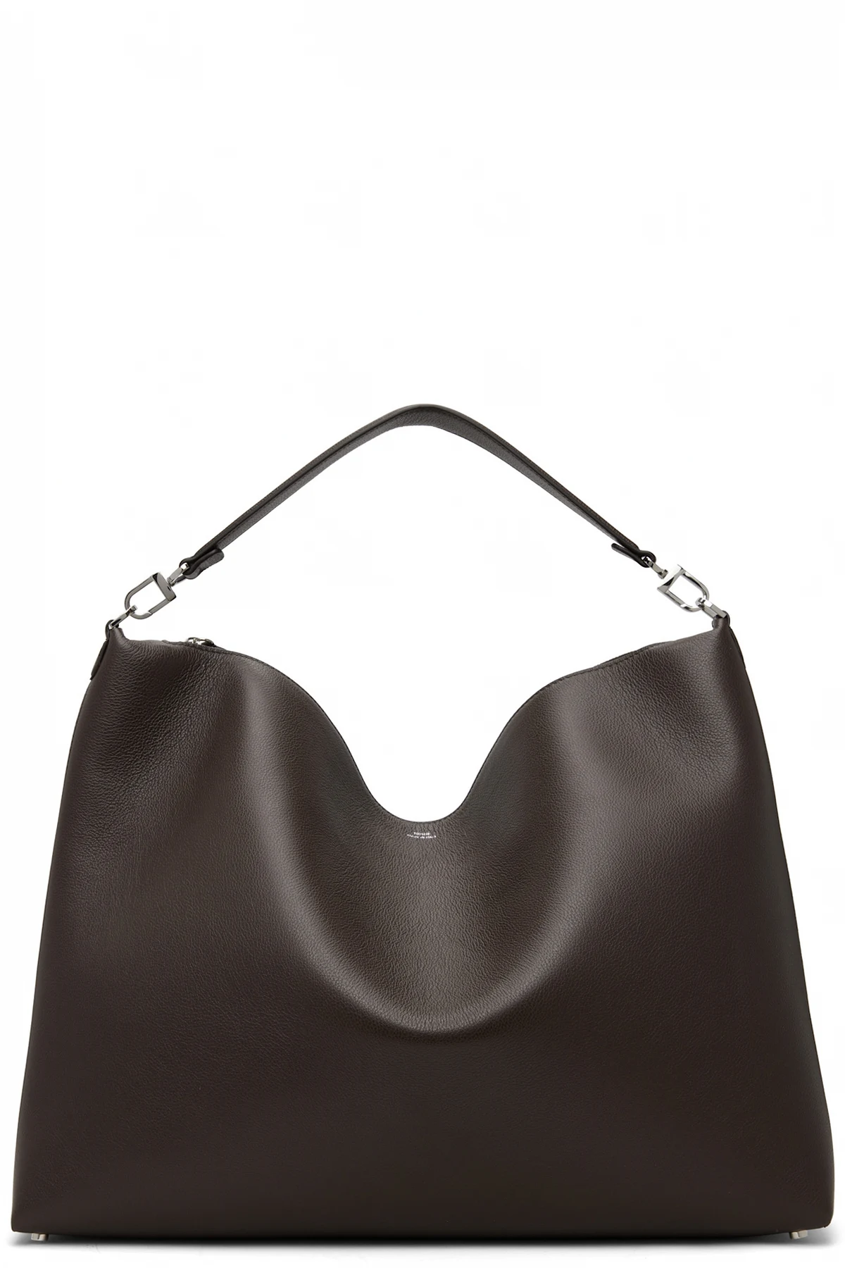Brown Bevel Grained-Leather Tote