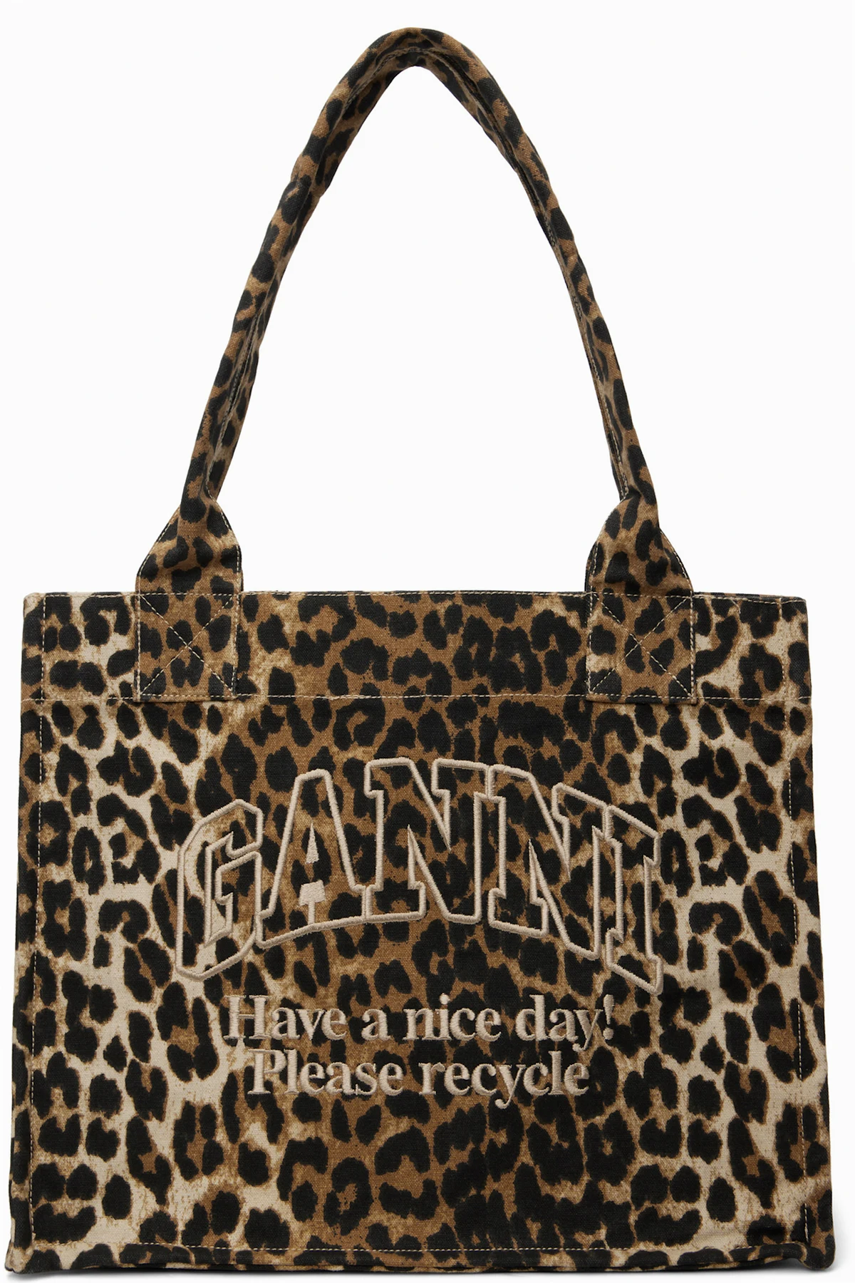 Brown Leopard Large Canvas Tote