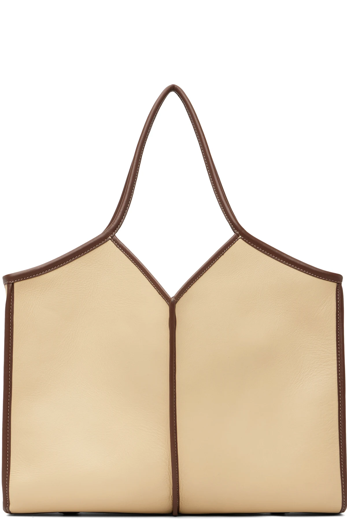 Beige Calella Squared Medium Leather Tote