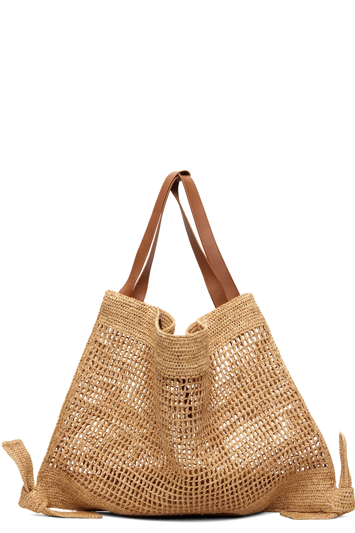 Beige Cador Raffia Mesh Tote