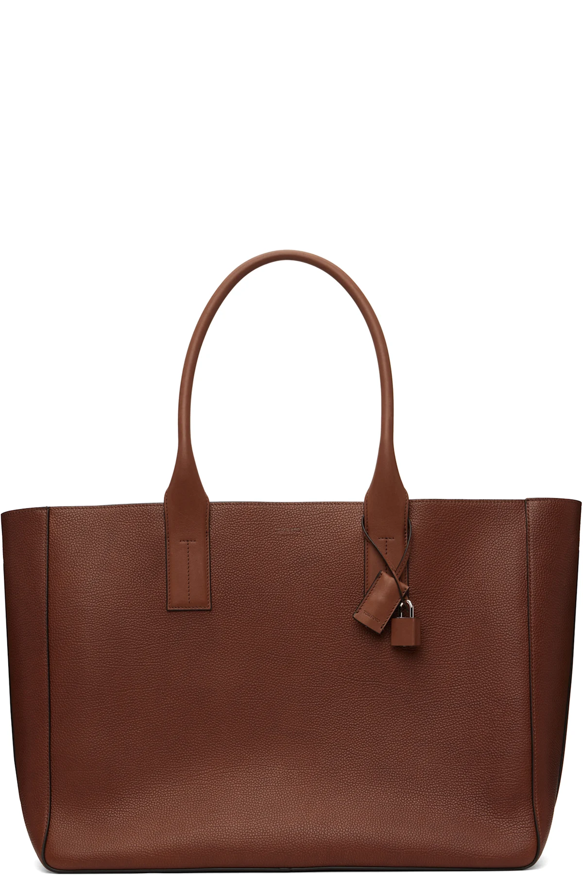 Brown Grain Leather T-Line East-West Tote