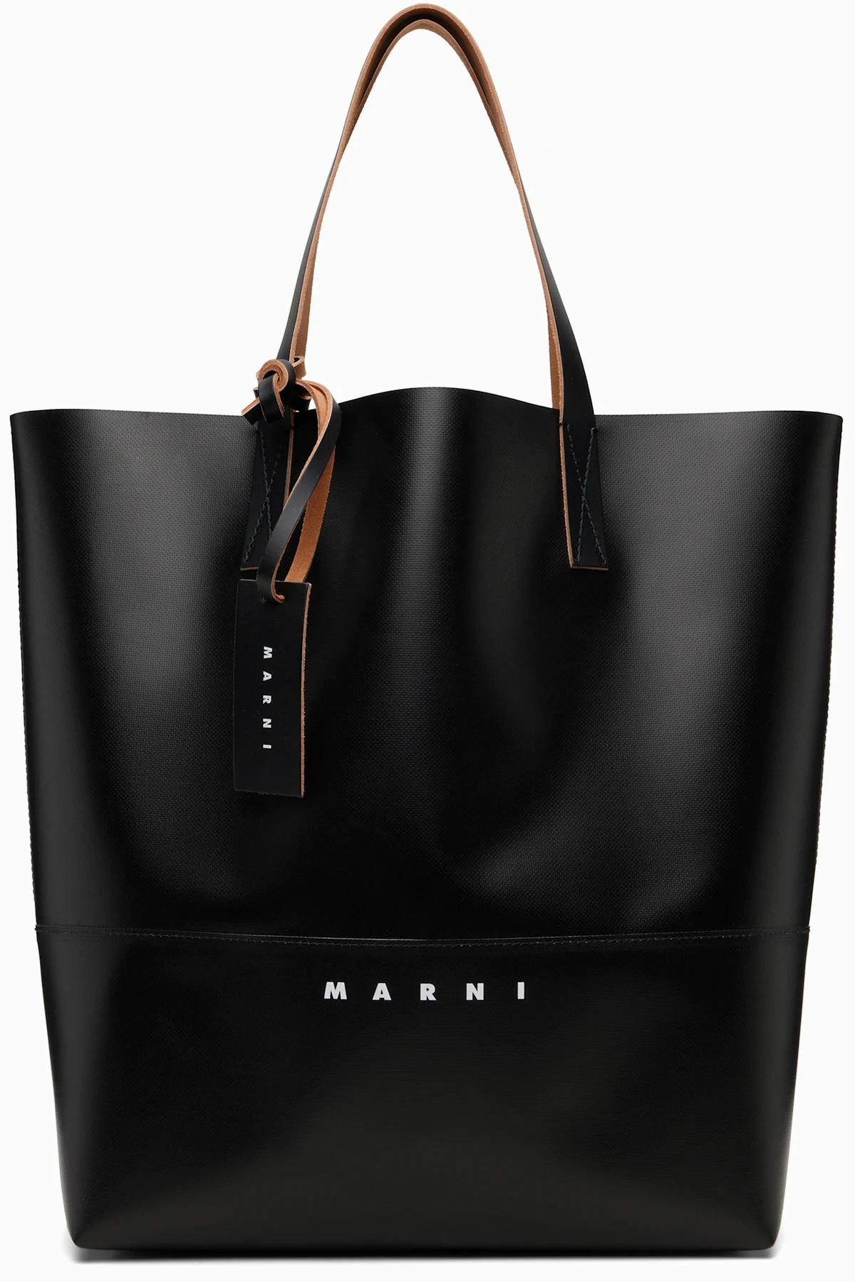 Black 'Marni Tag' Open Shopper Tote