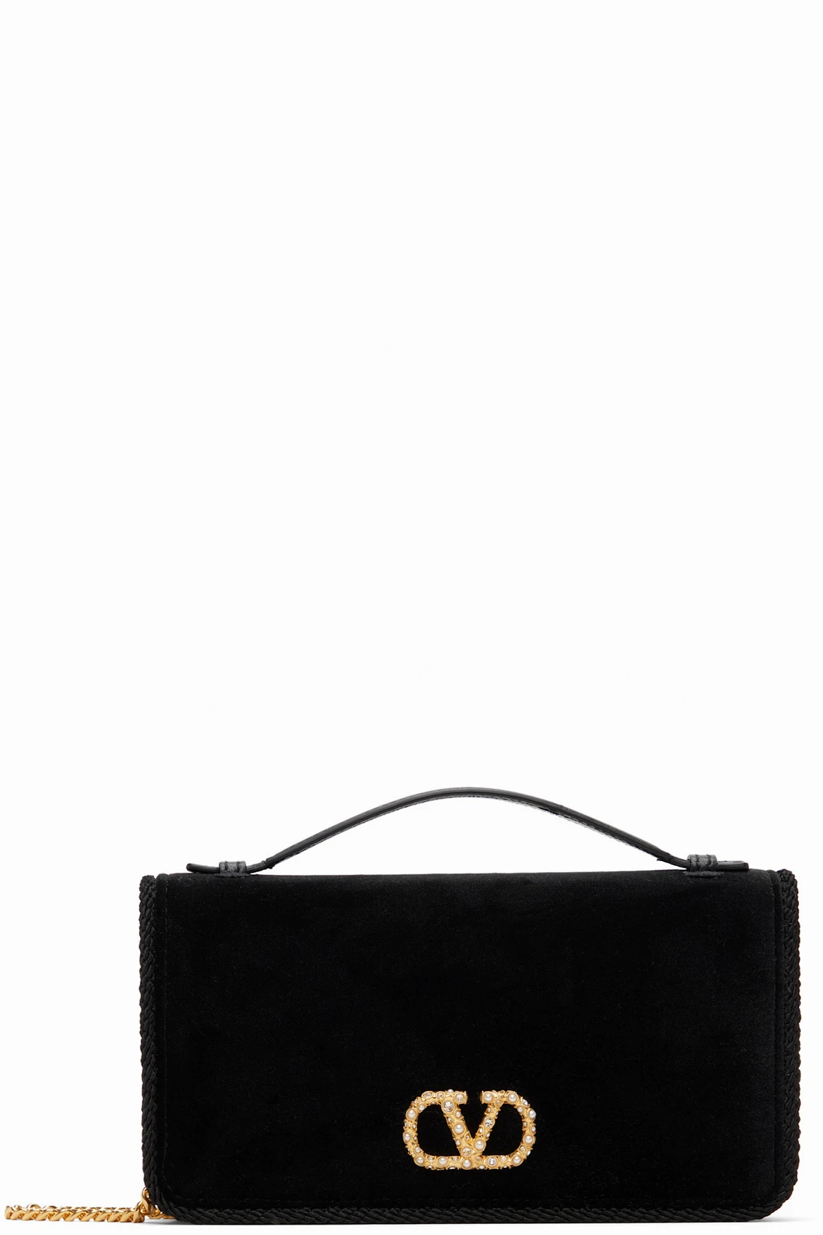 Black VLogo Signature Wallet Crystal Bag