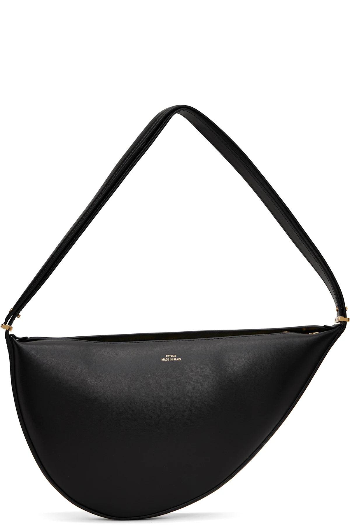 Black Leather Scooped Sling Bag