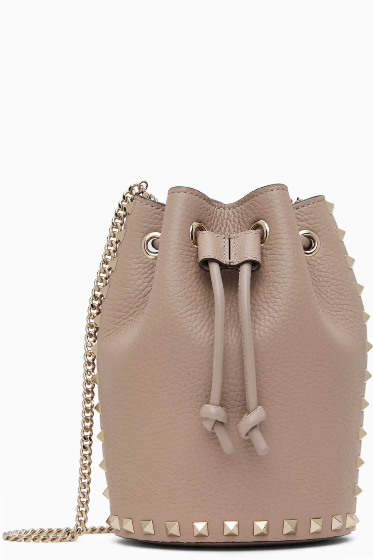 Taupe Mini Drawstring Rockstud Bag