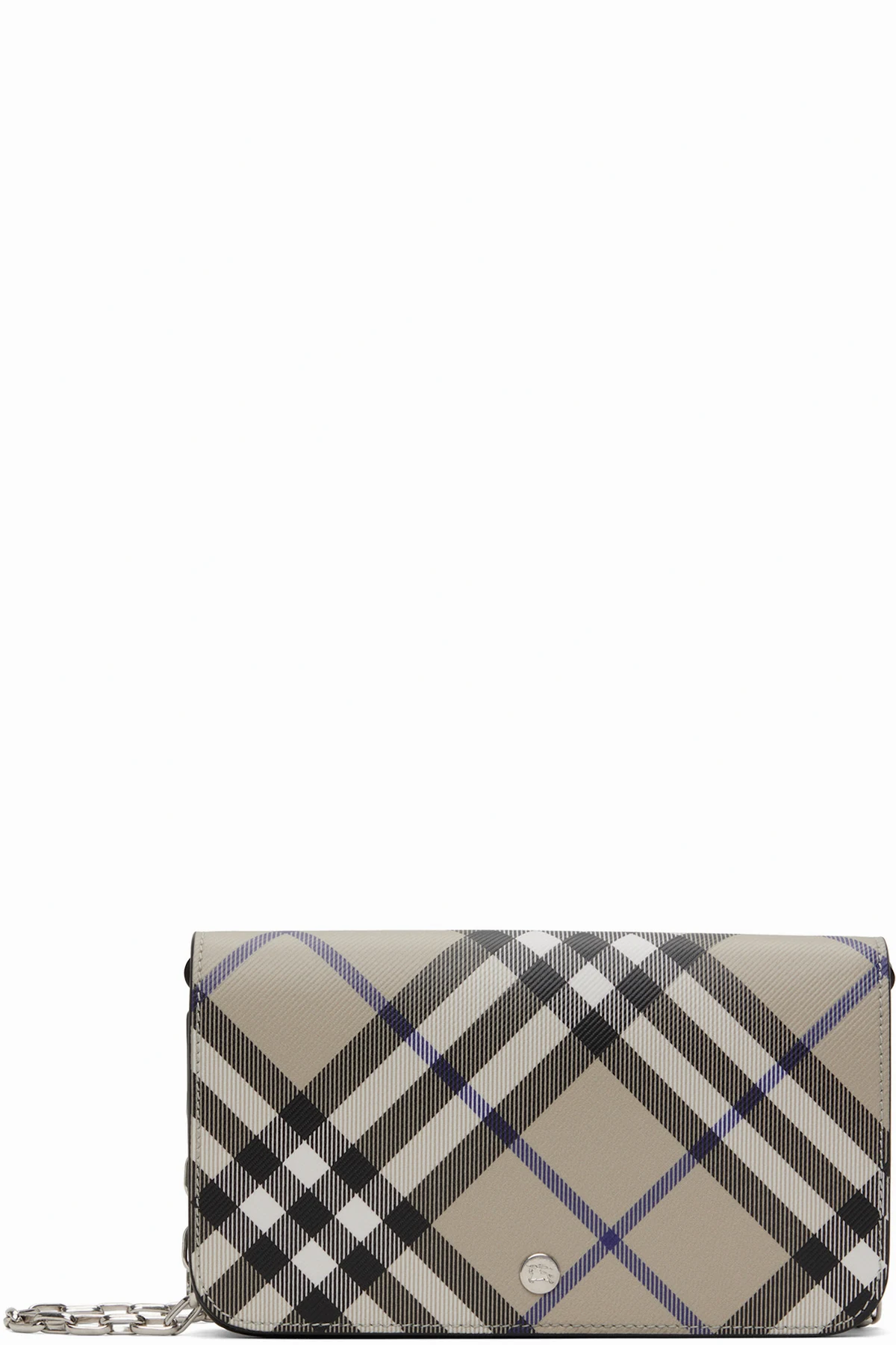 Beige Check Chain Strap Wallet Bag