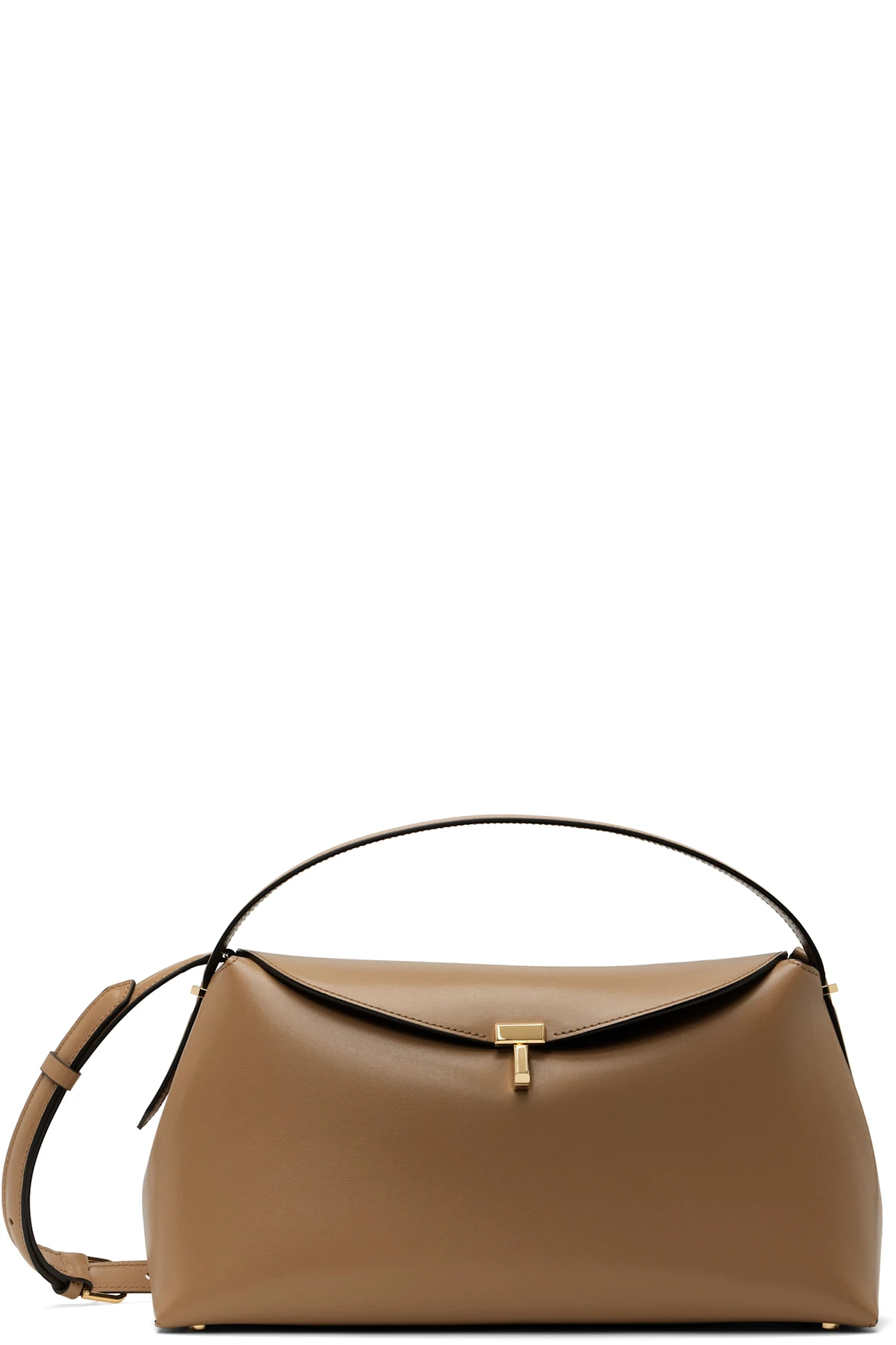 Taupe T-Lock Leather Top Handle Bag