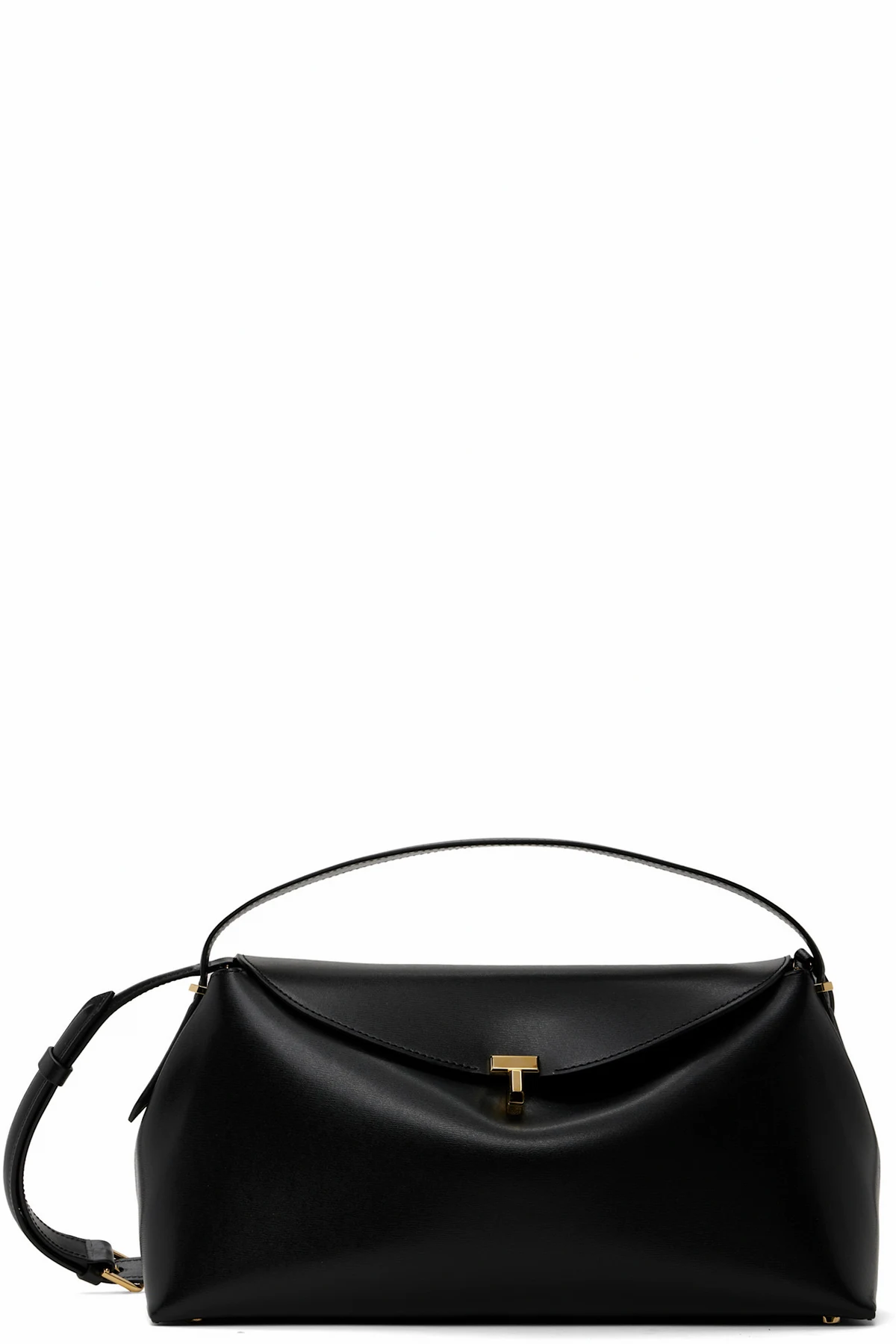 Black T-Lock Leather Top Handle Bag