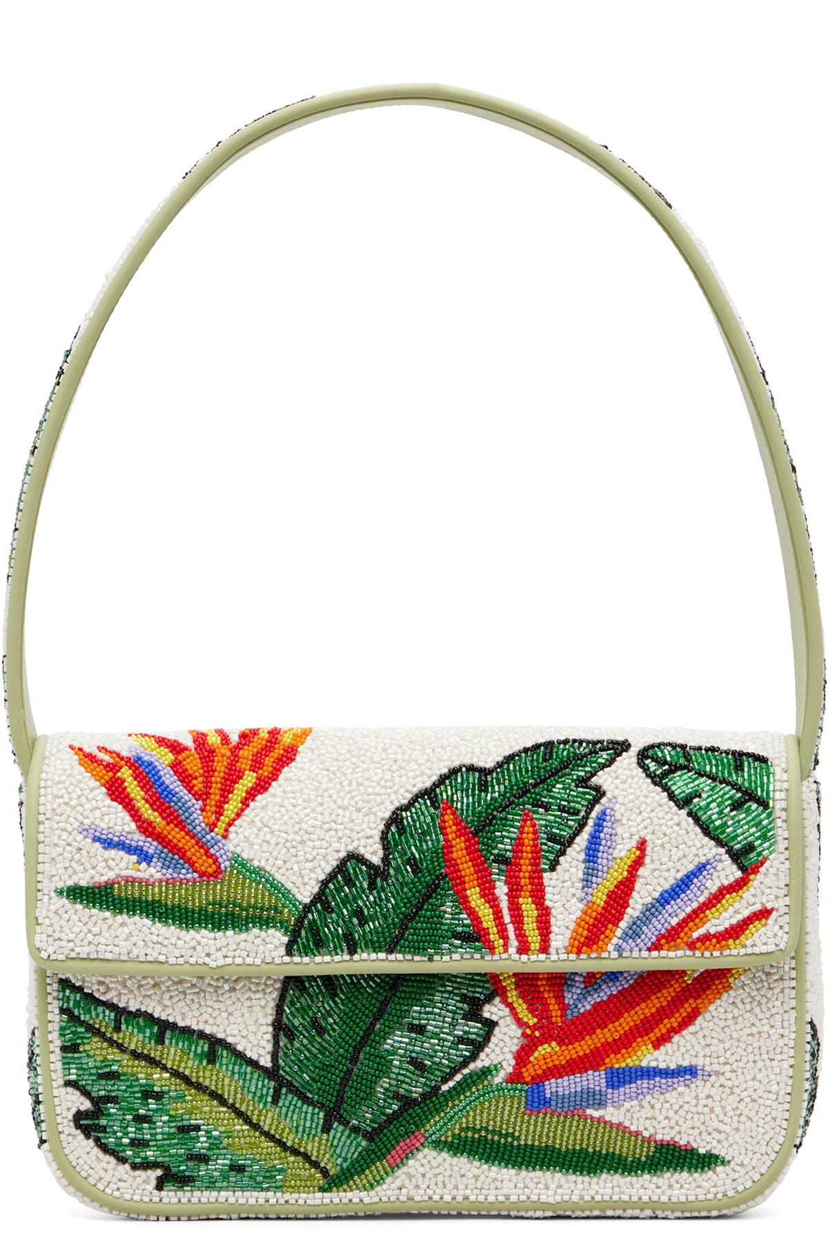White & Green Tommy Beaded Bag