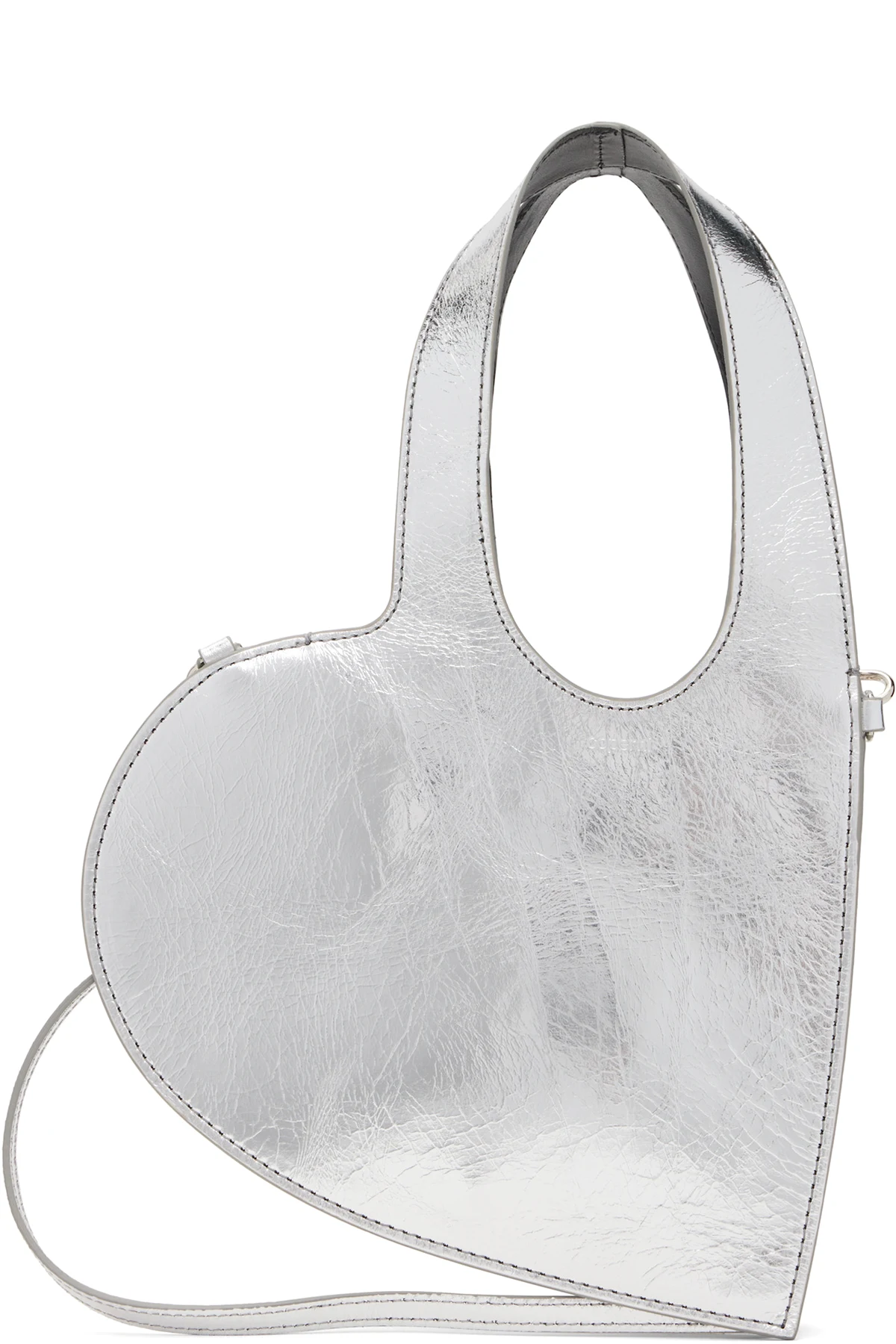 Silver Mini Heart Tote Bag